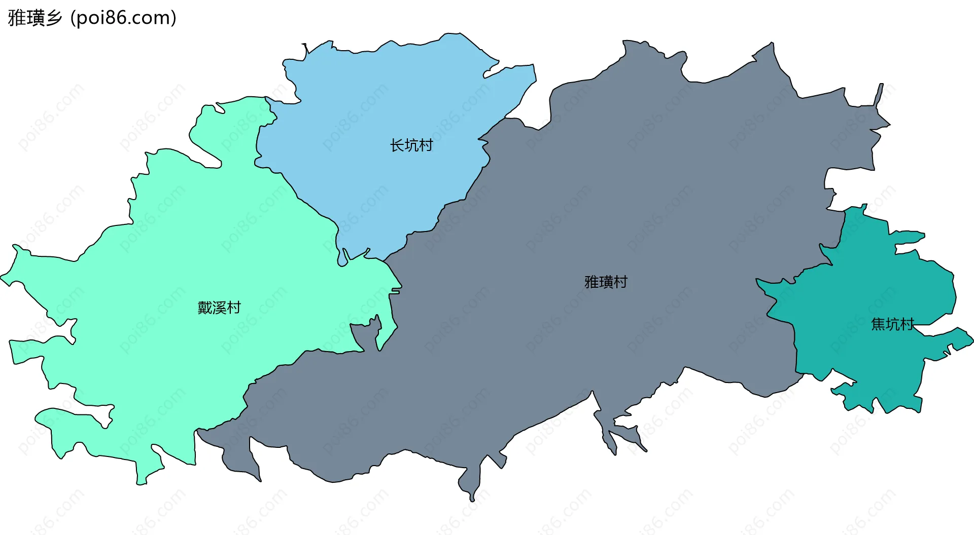 雅璜乡边界地图(五级行政区划)