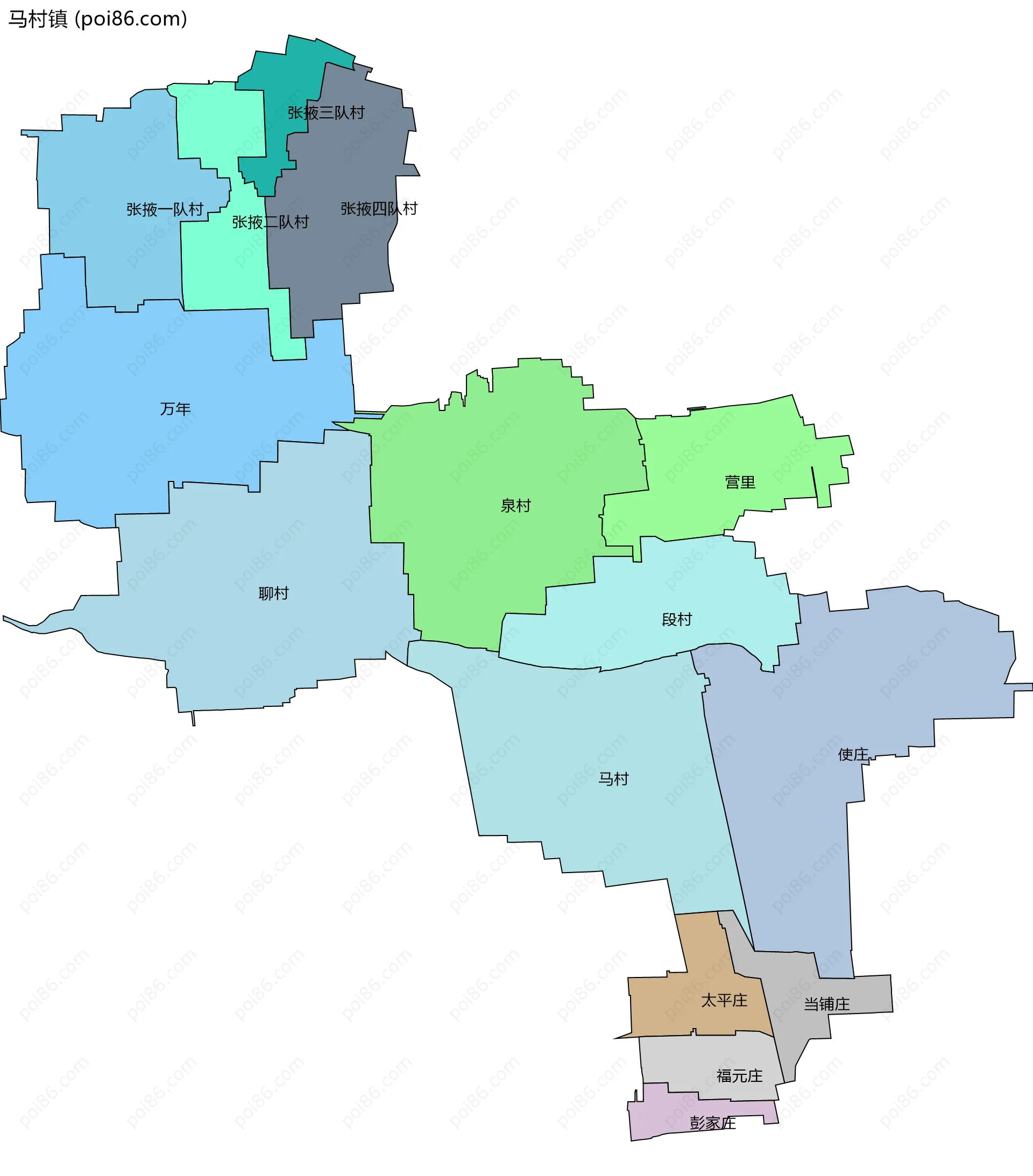 马村镇边界地图(五级行政区划)
