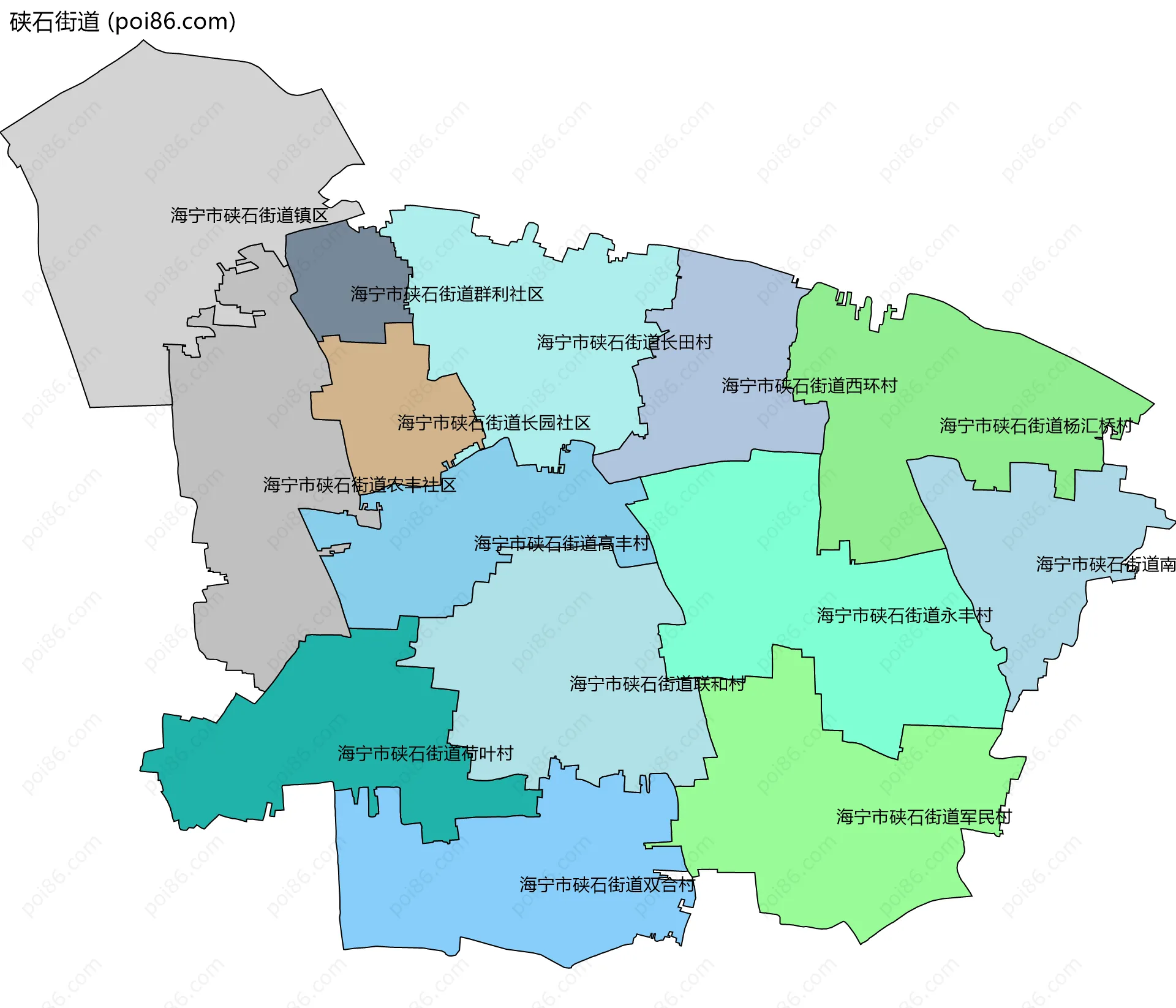 硖石街道边界地图(五级行政区划)