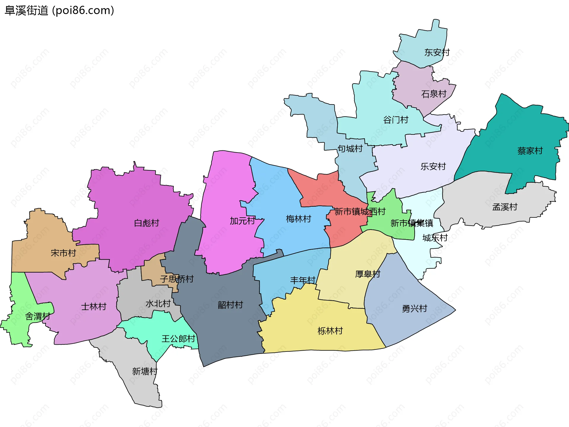 阜溪街道边界地图(五级行政区划)