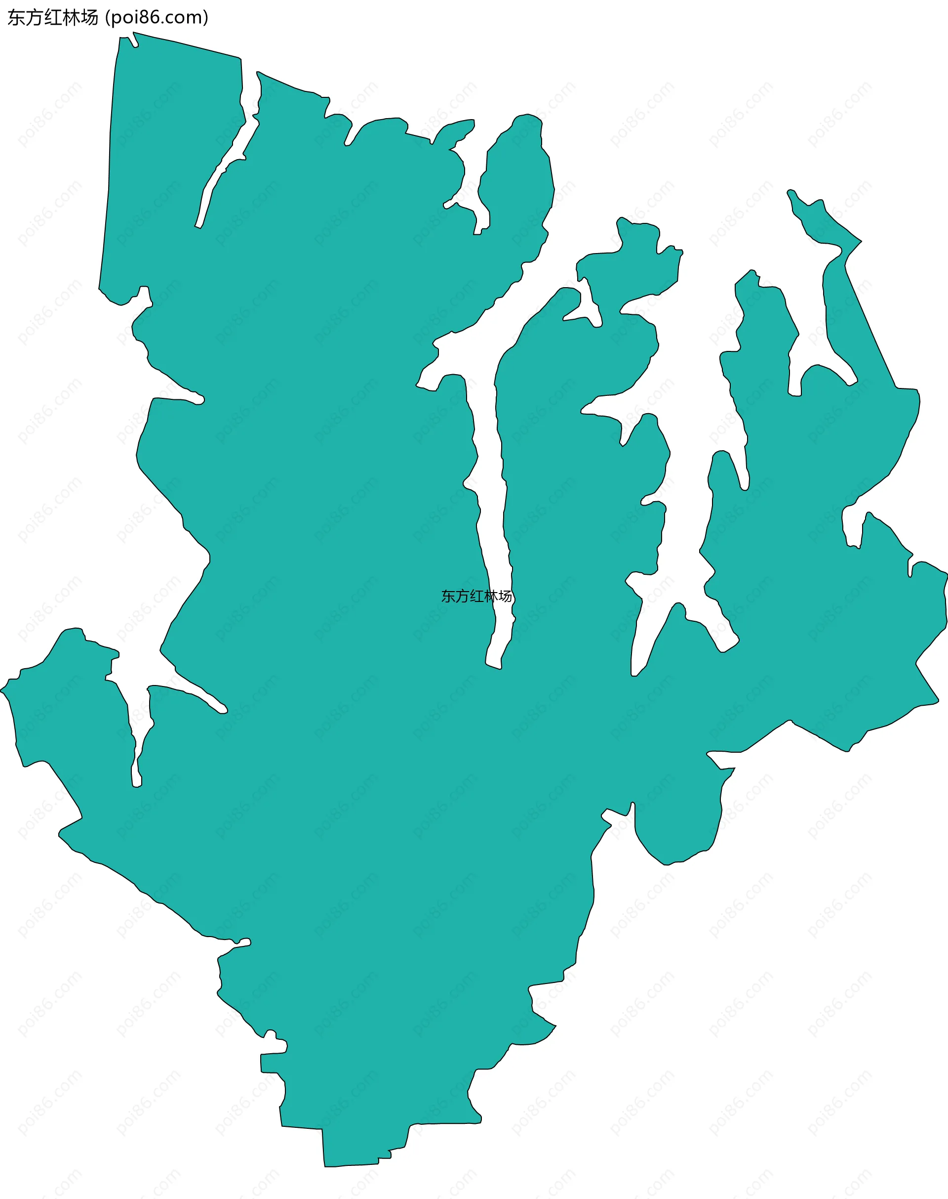 东方红林场边界地图(五级行政区划)