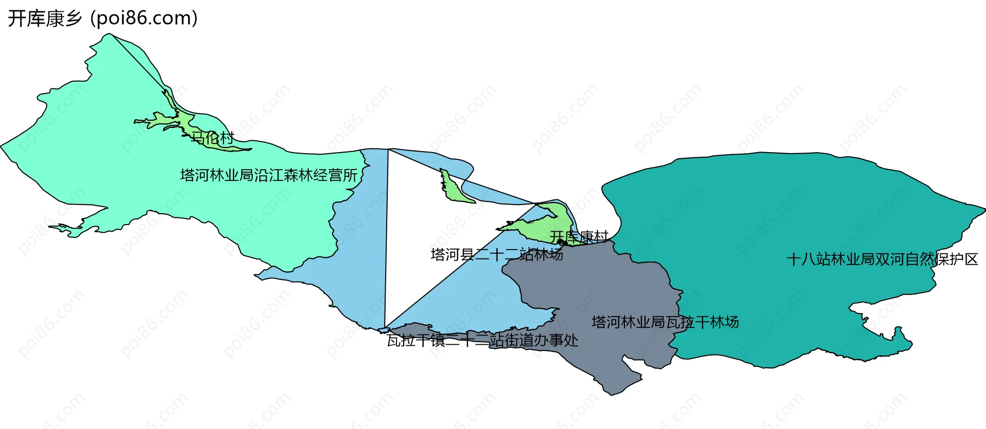 开库康乡边界地图(五级行政区划)