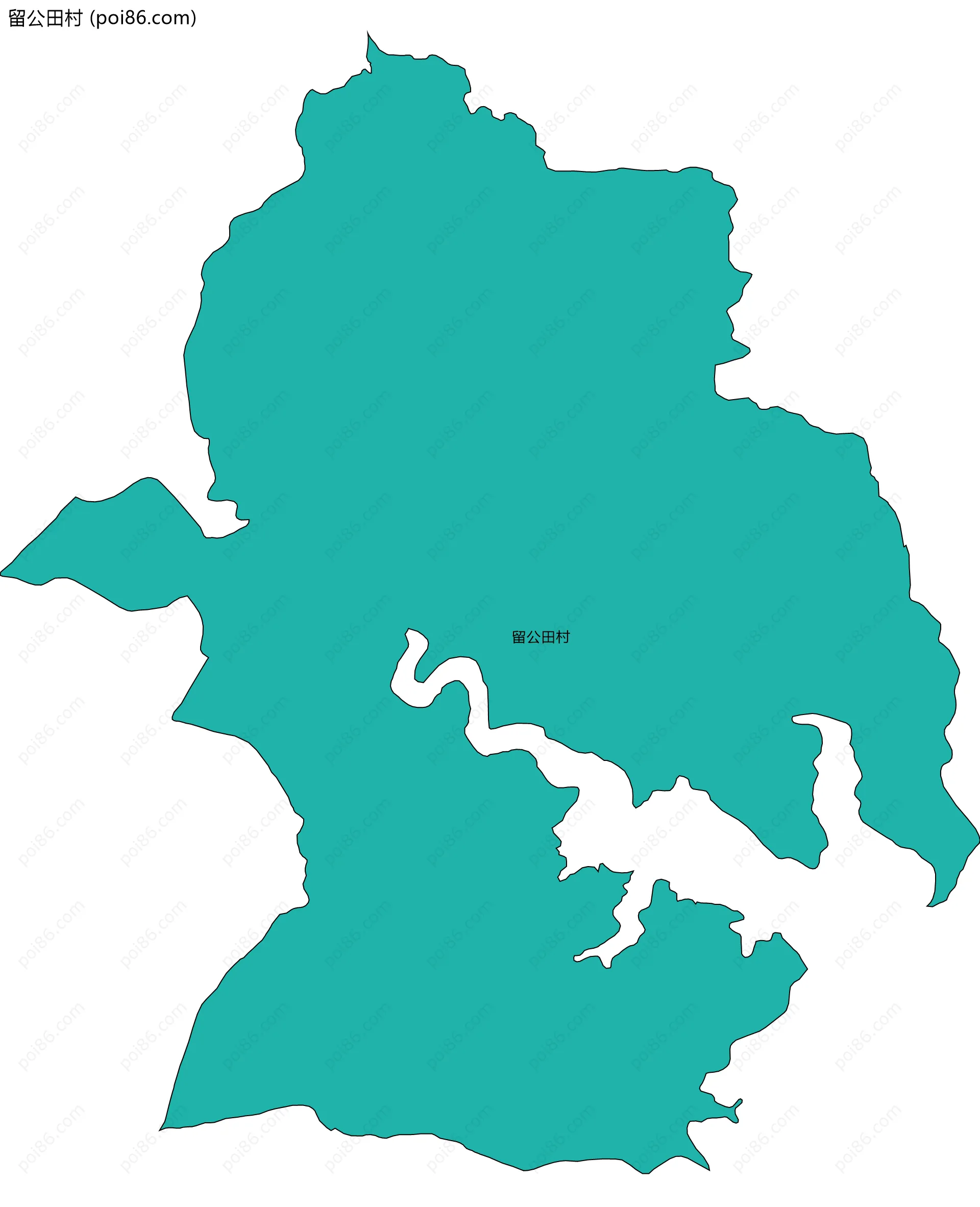 留公田村边界地图