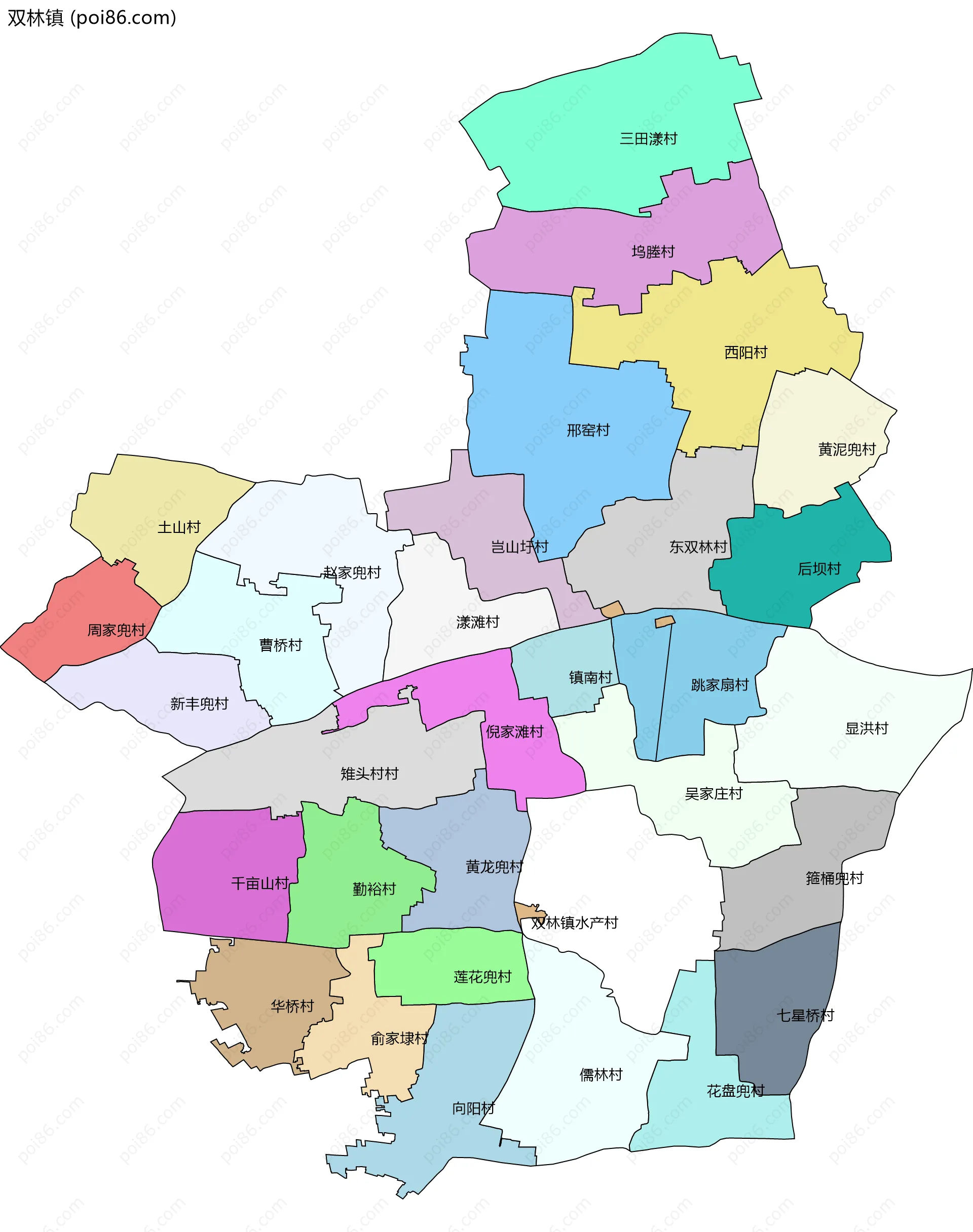 双林镇边界地图(五级行政区划)