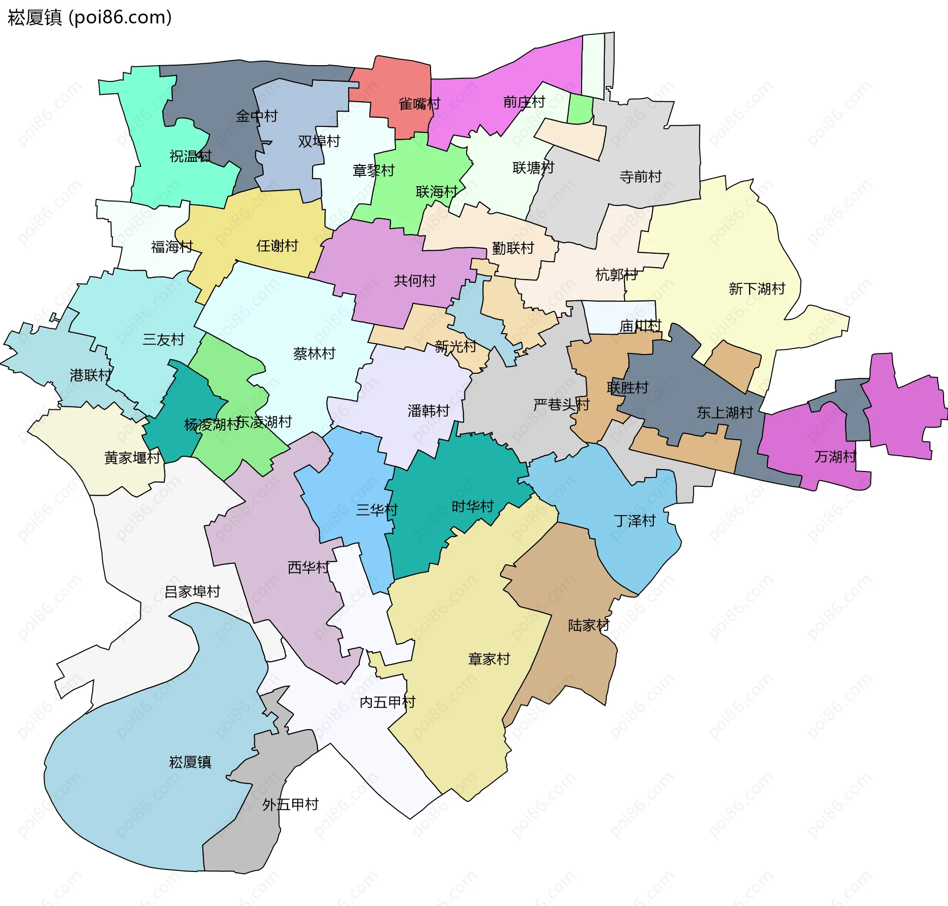 崧厦镇边界地图(五级行政区划)