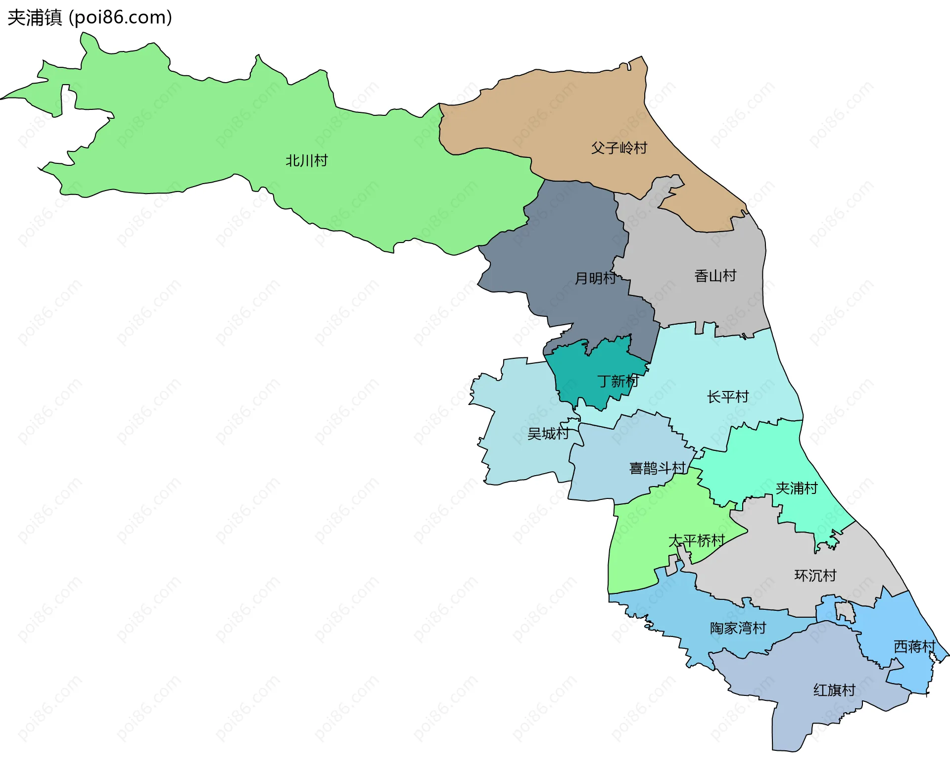 夹浦镇边界地图(五级行政区划)