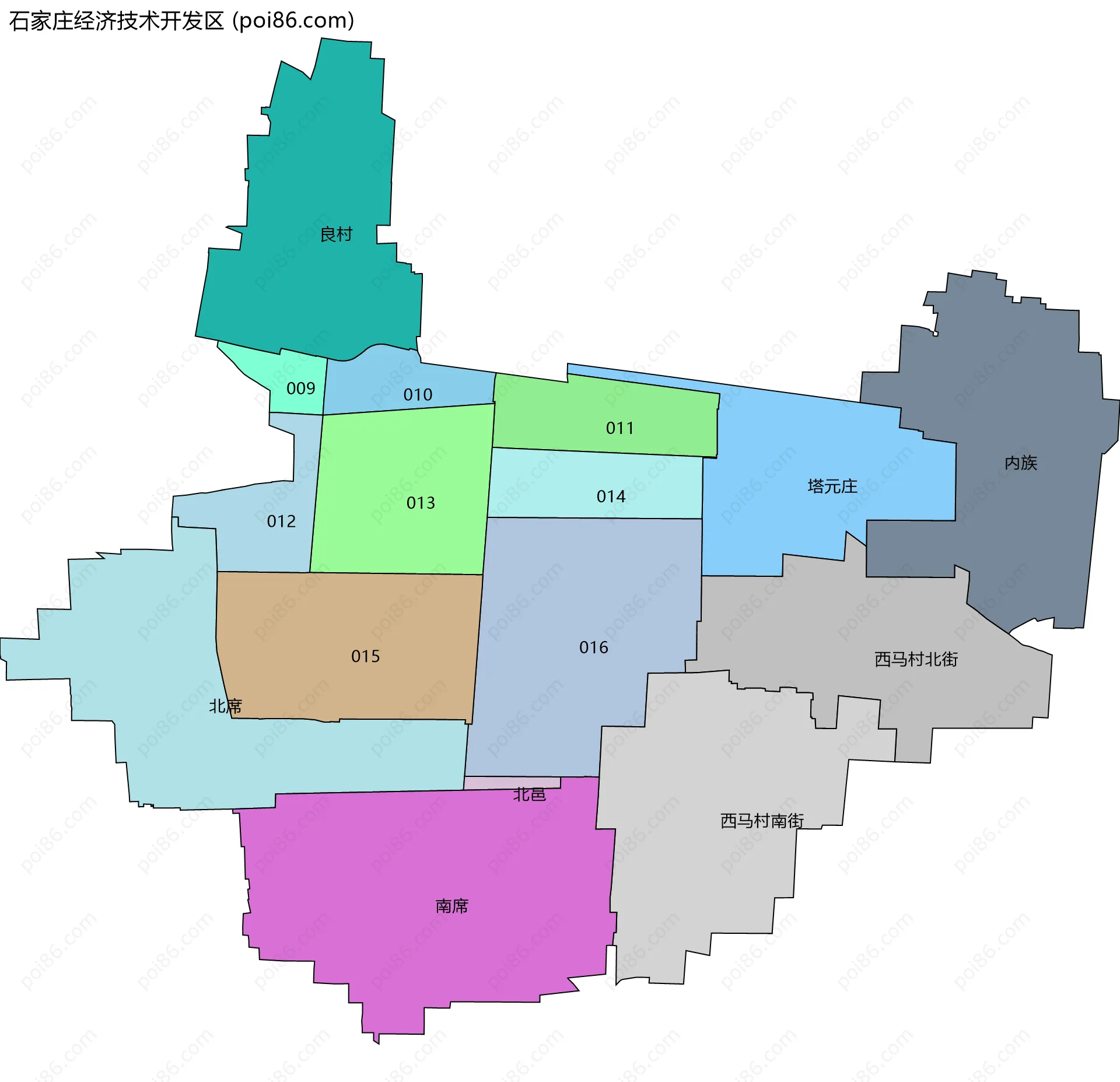 石家庄经济技术开发区边界地图(五级行政区划)