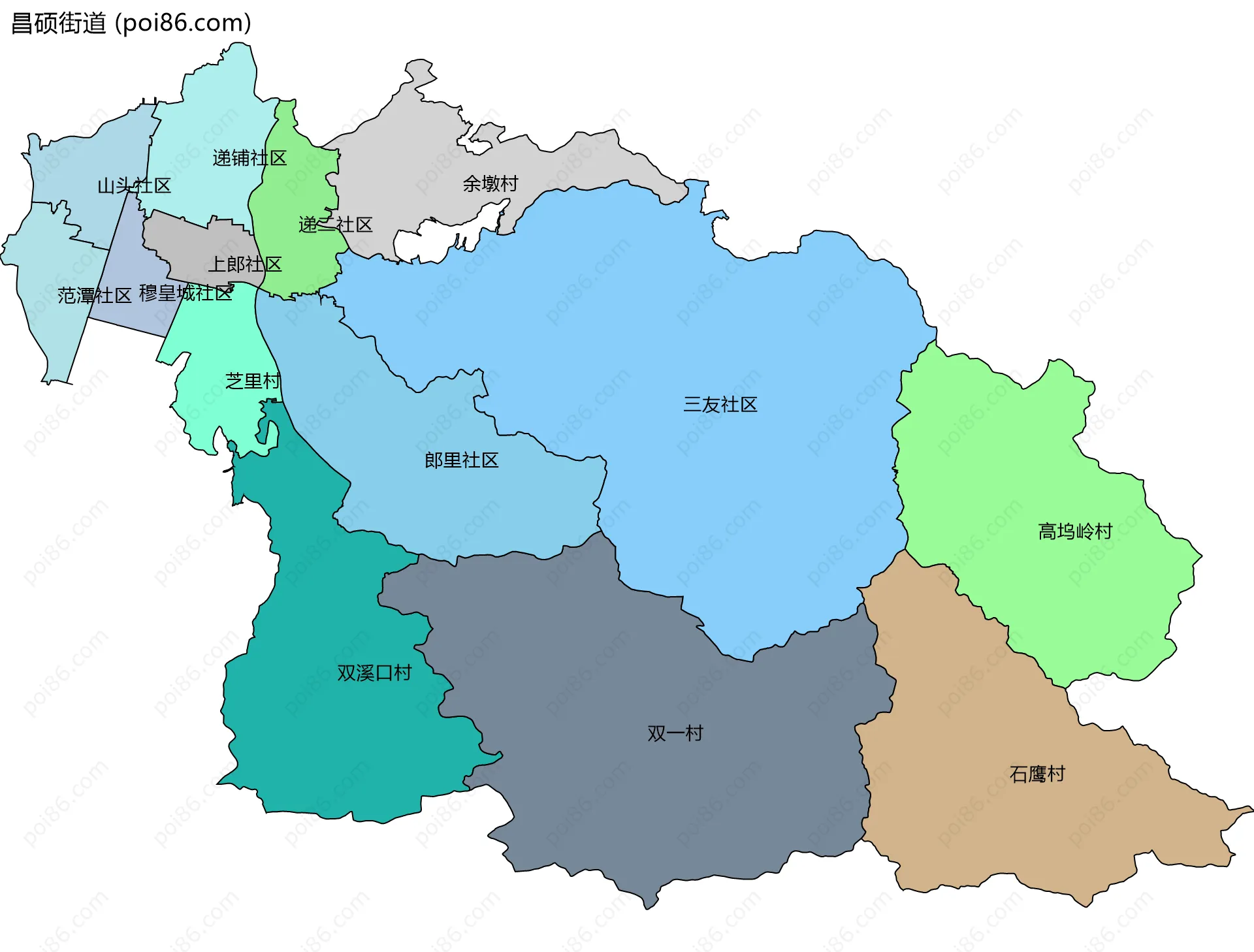 昌硕街道边界地图(五级行政区划)