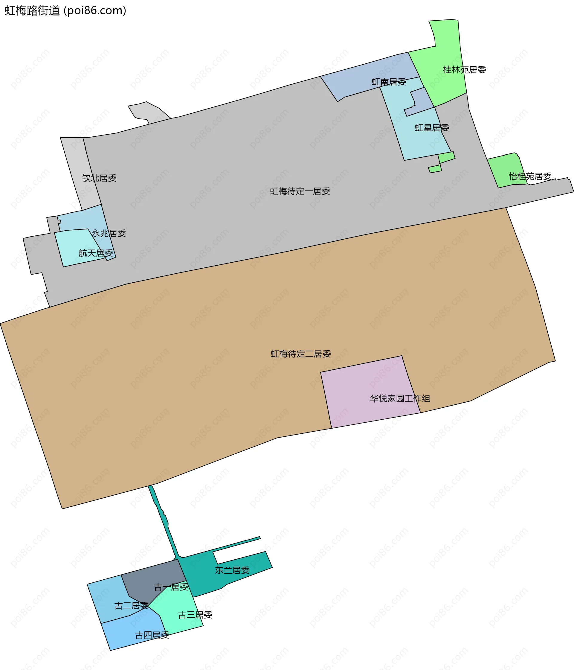 虹梅路街道边界地图(五级行政区划)