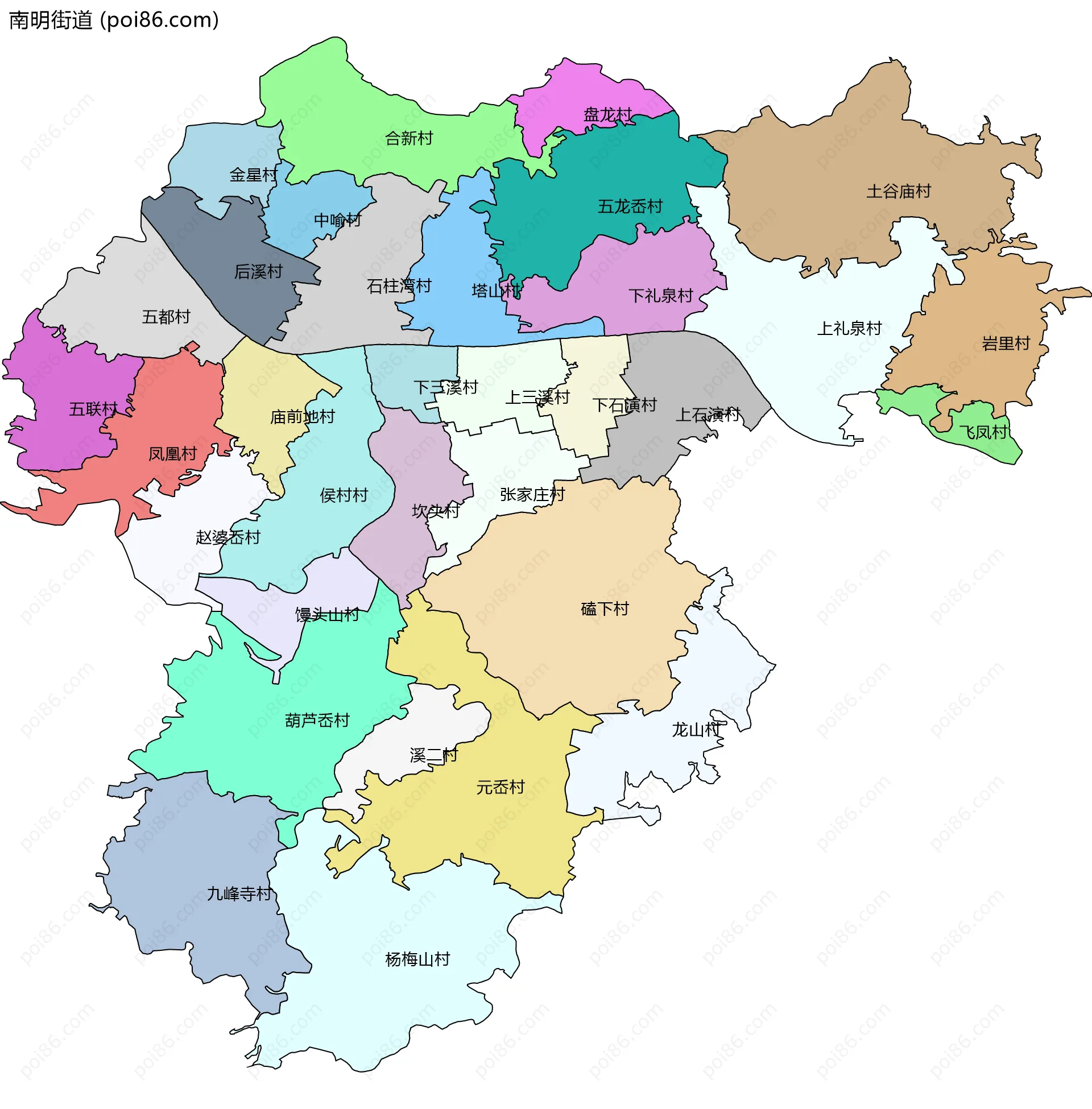 南明街道边界地图(五级行政区划)