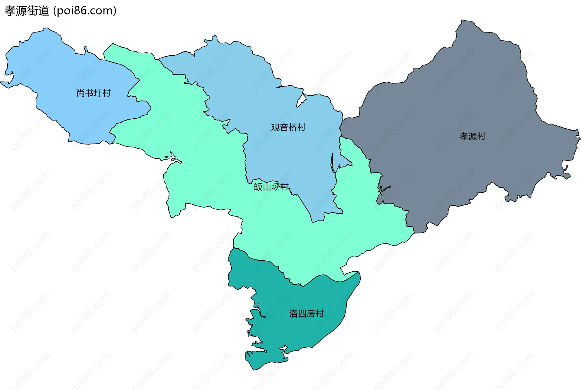 孝源街道边界地图(五级行政区划)
