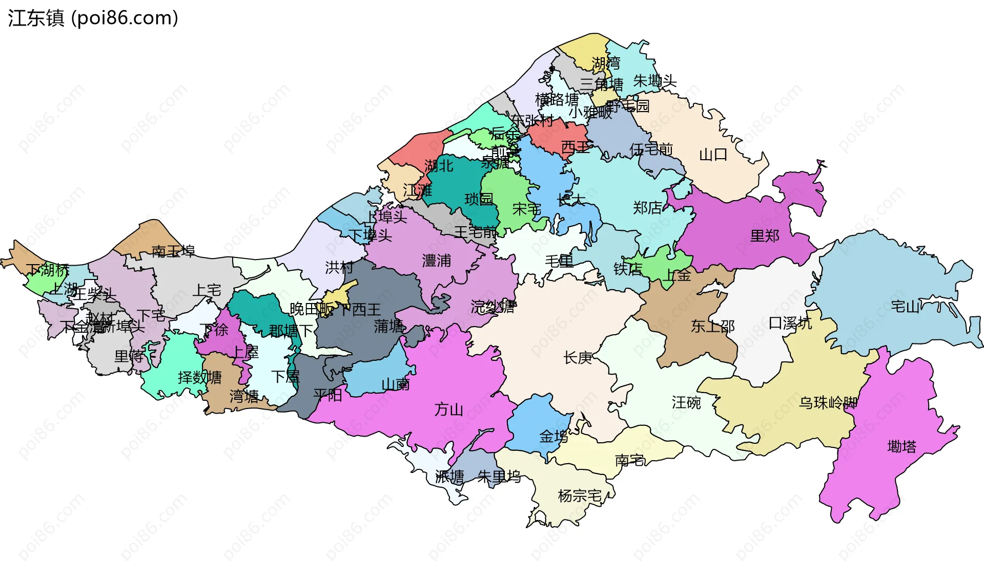 江东镇边界地图(五级行政区划)