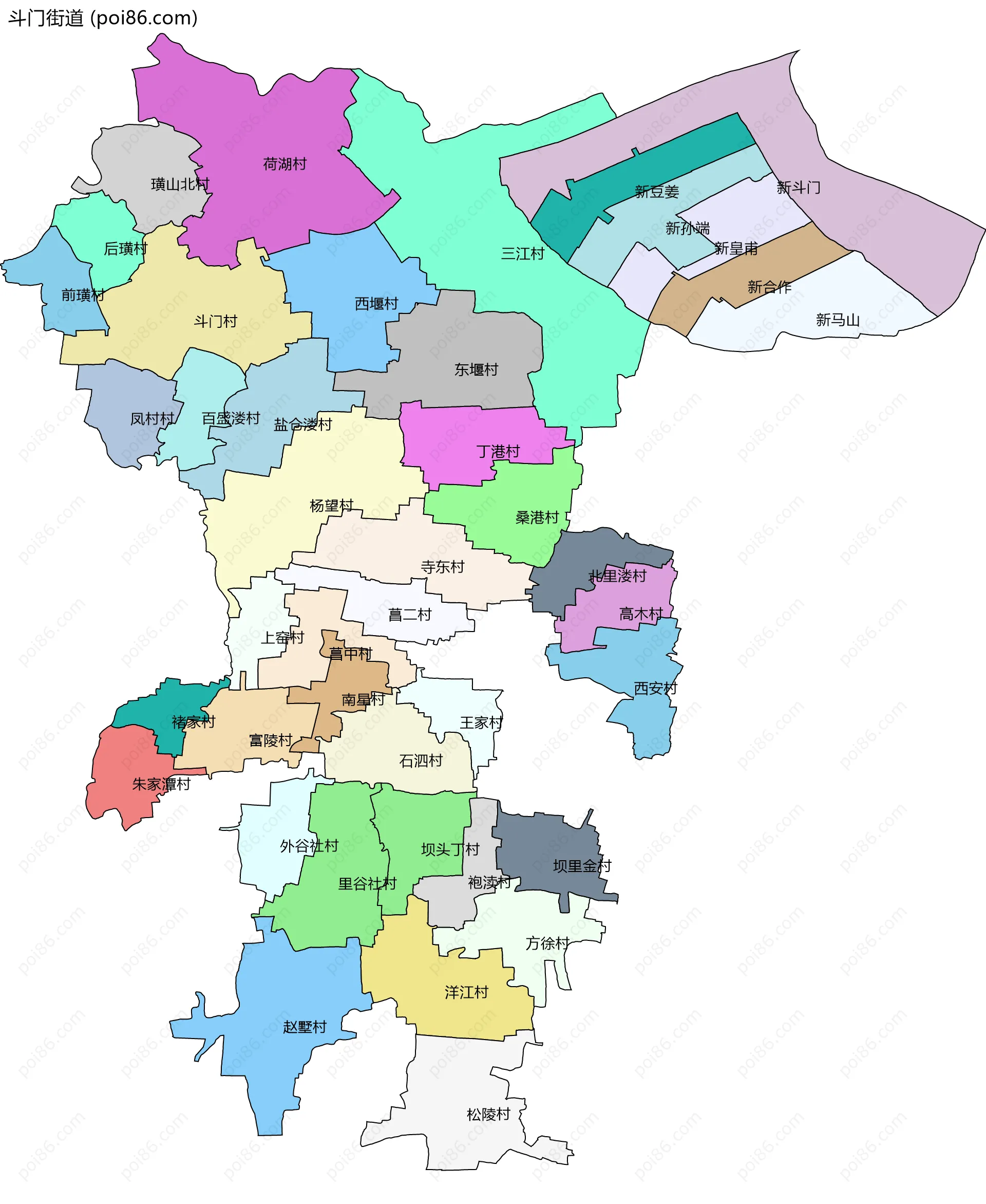 斗门街道边界地图(五级行政区划)