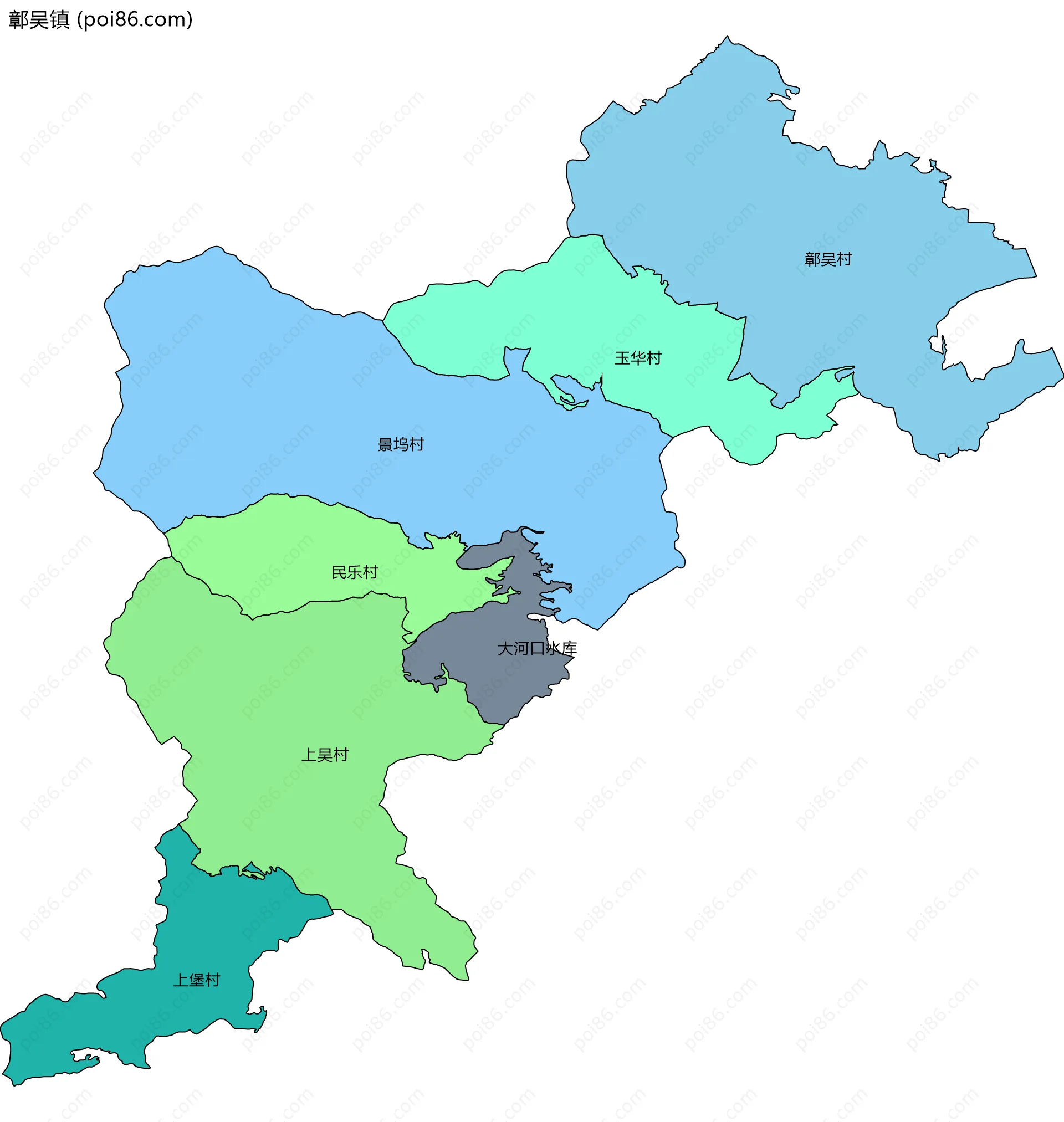 鄣吴镇边界地图(五级行政区划)