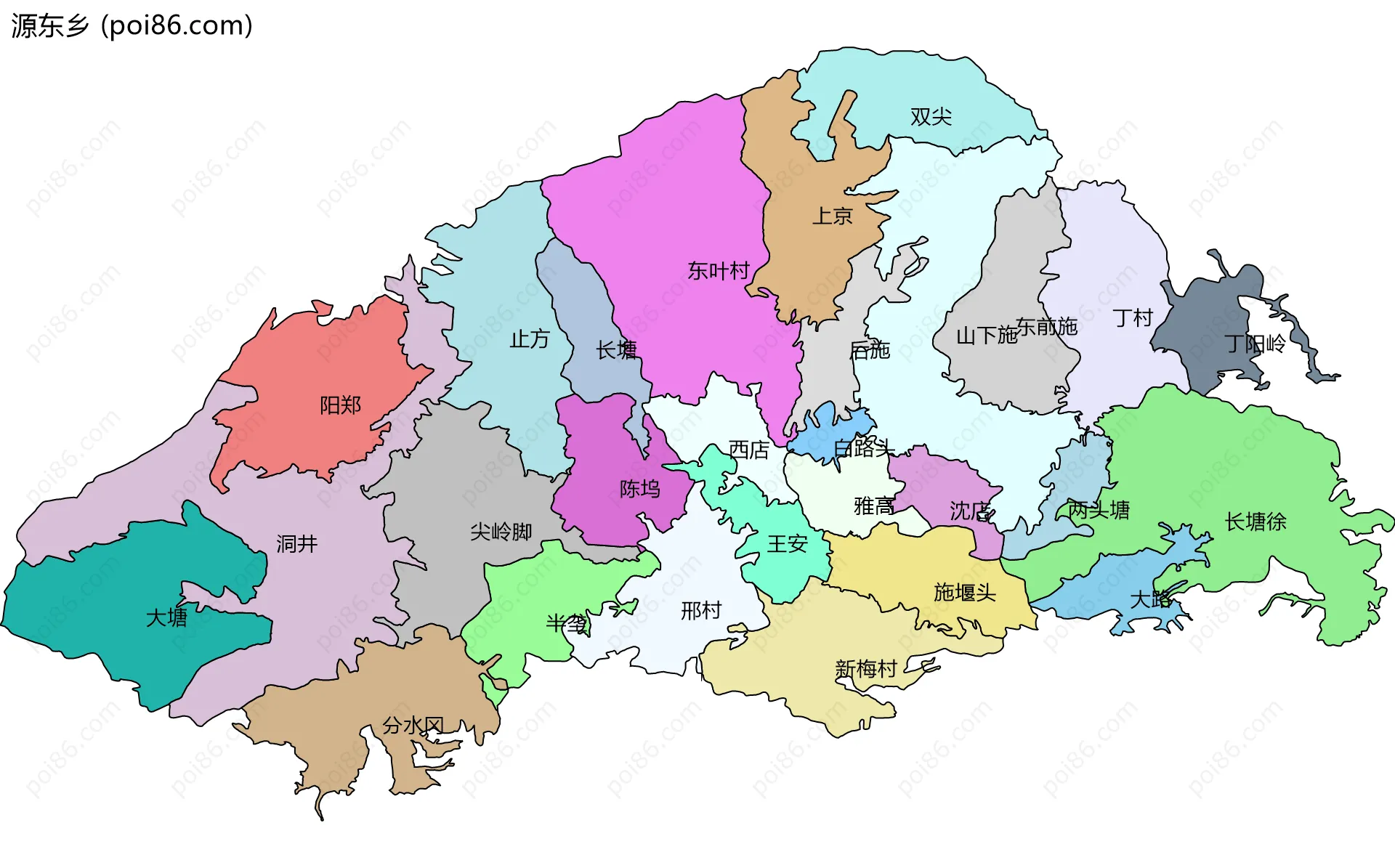 源东乡边界地图(五级行政区划)