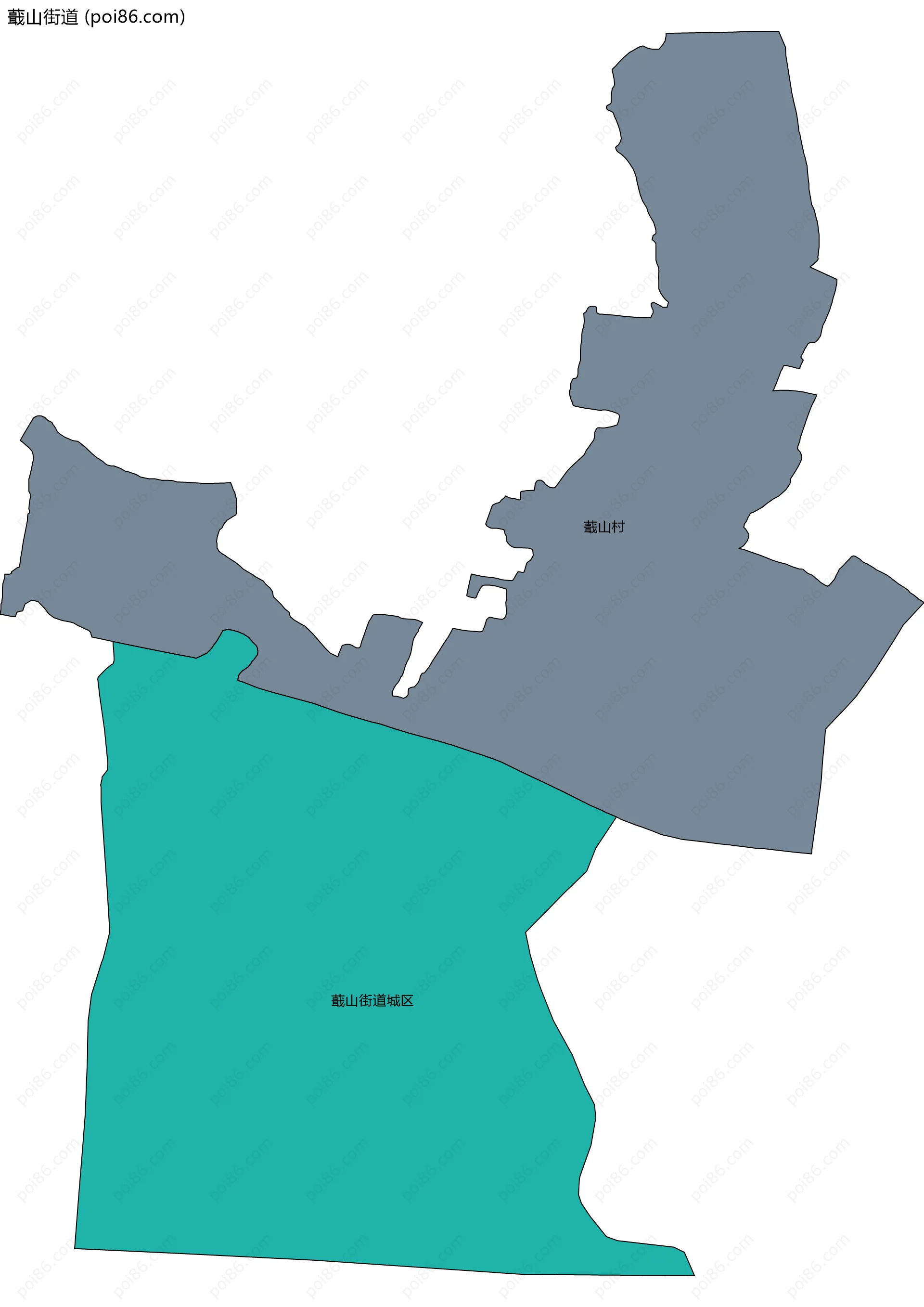 蕺山街道边界地图(五级行政区划)