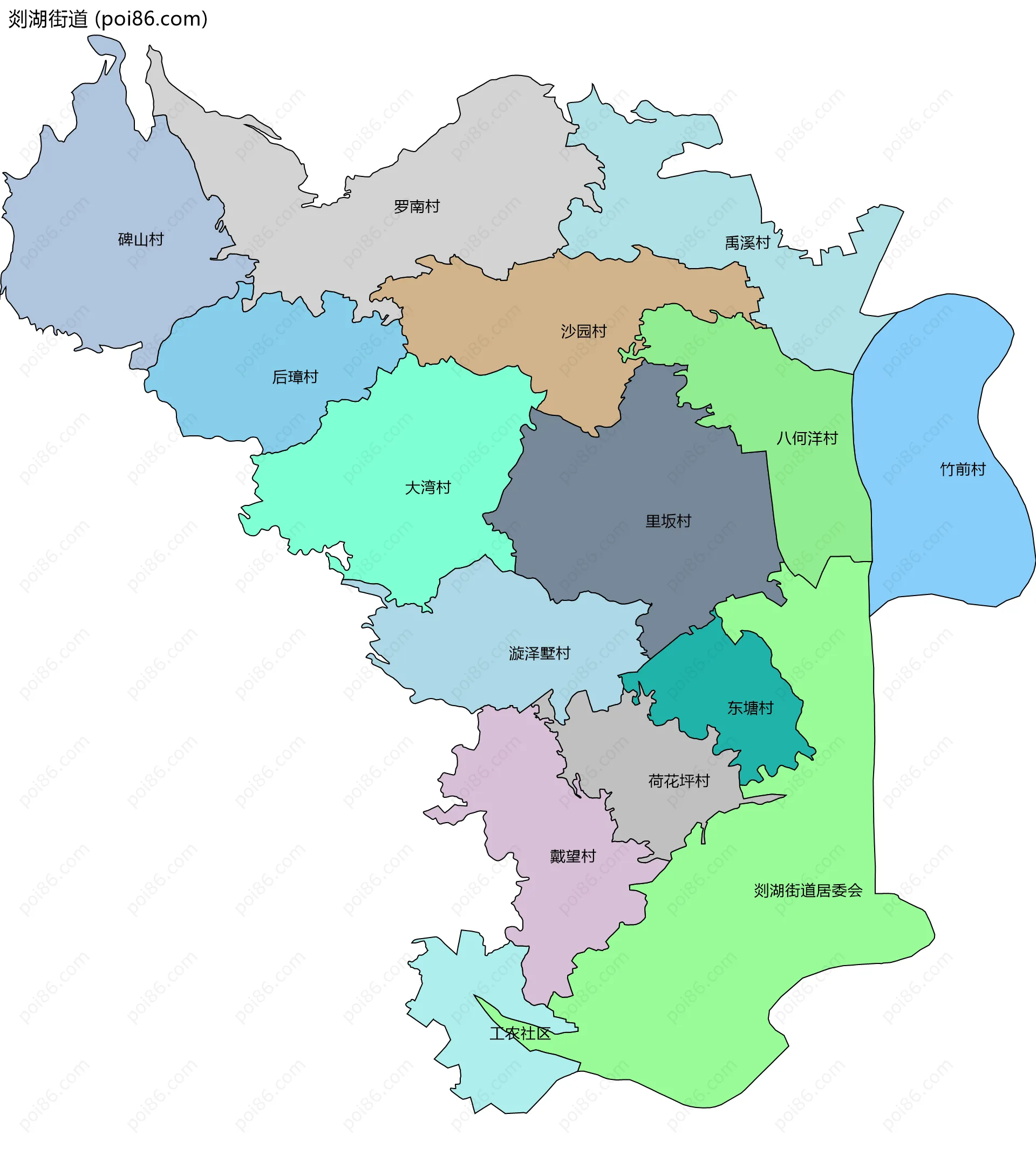 剡湖街道边界地图(五级行政区划)