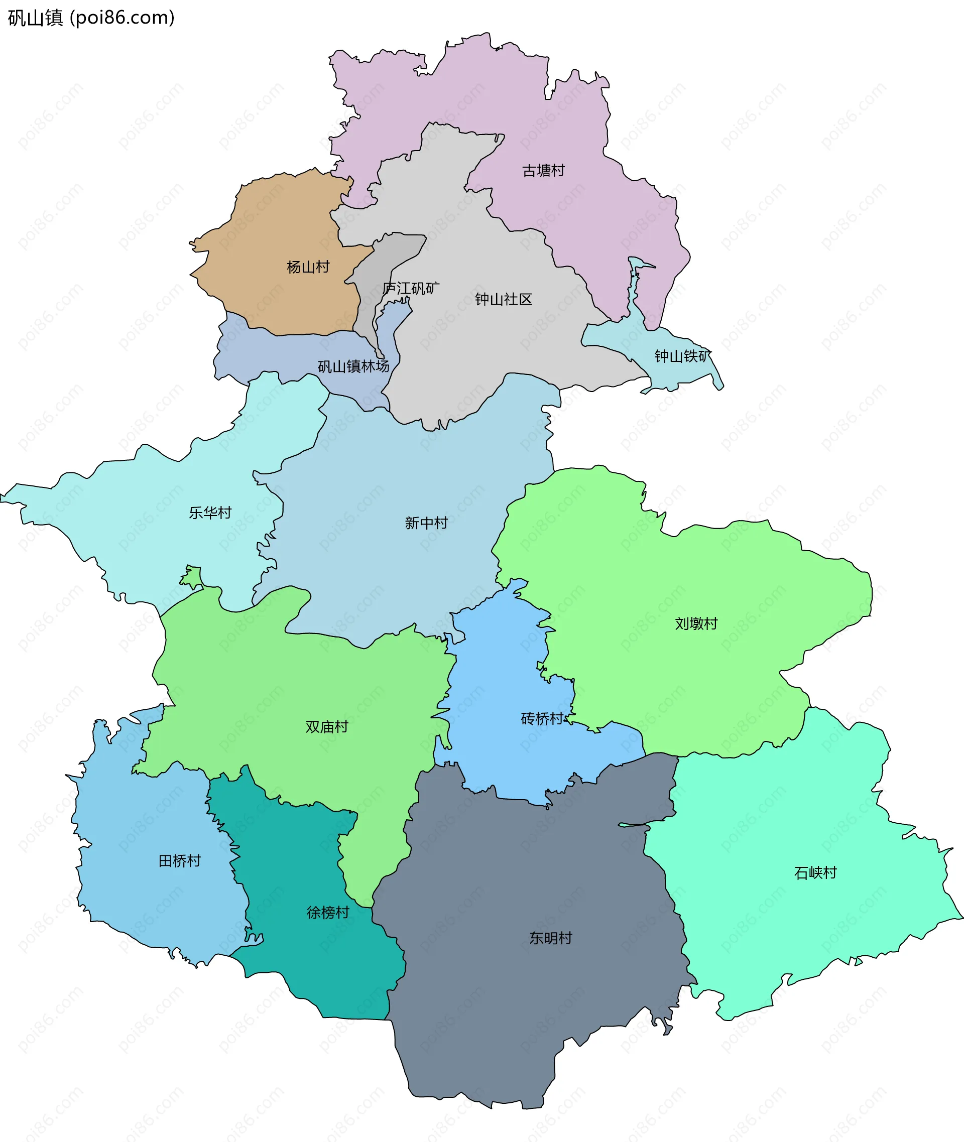 矾山镇边界地图(五级行政区划)