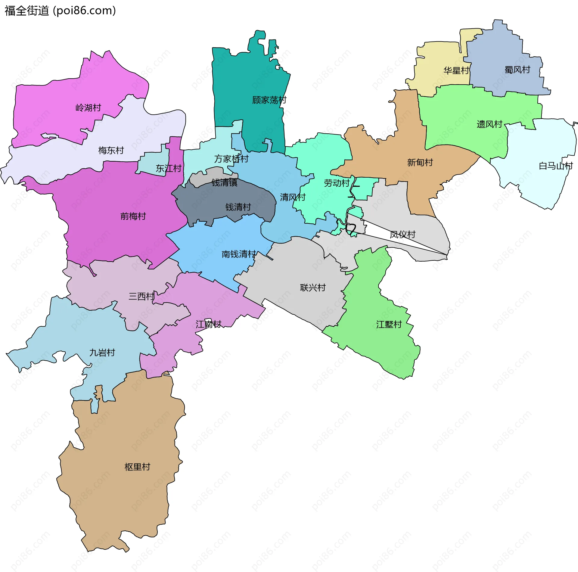 福全街道边界地图(五级行政区划)