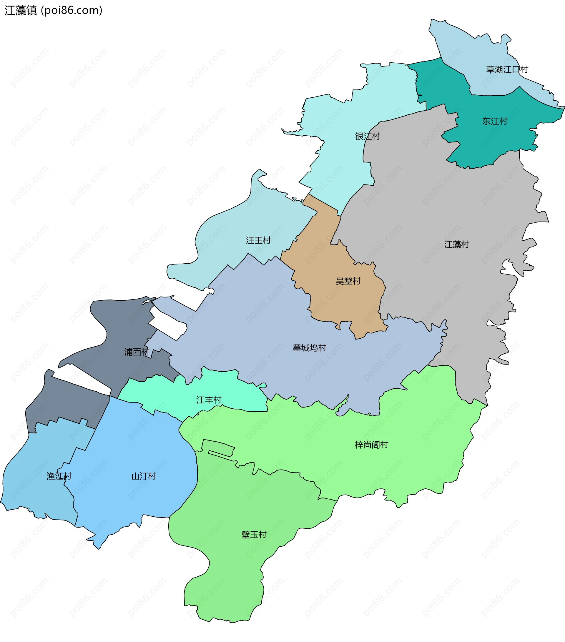 江藻镇边界地图(五级行政区划)