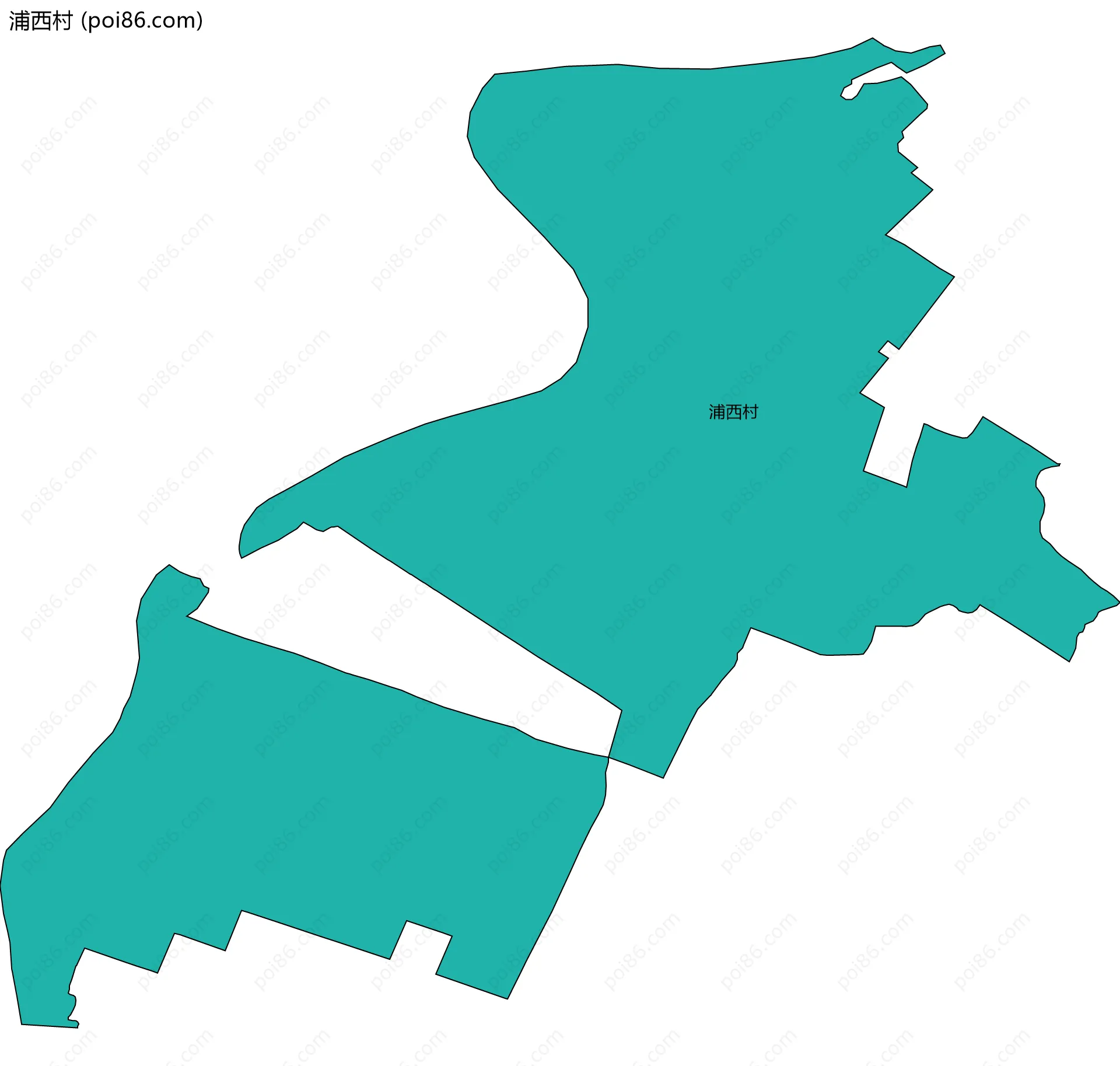 浦西村边界地图