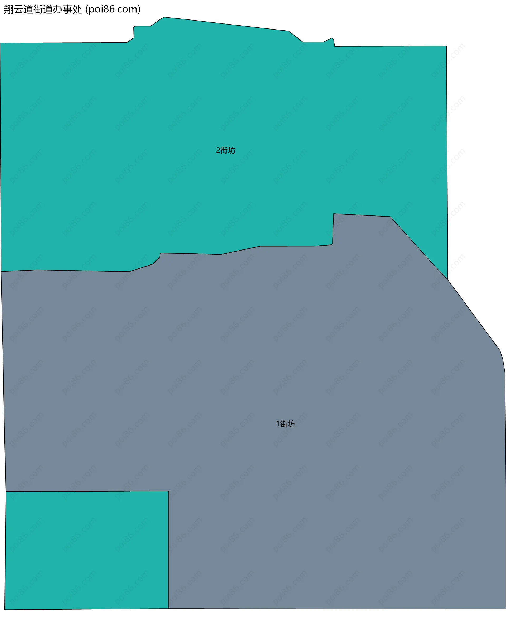 翔云道街道办事处边界地图(五级行政区划)