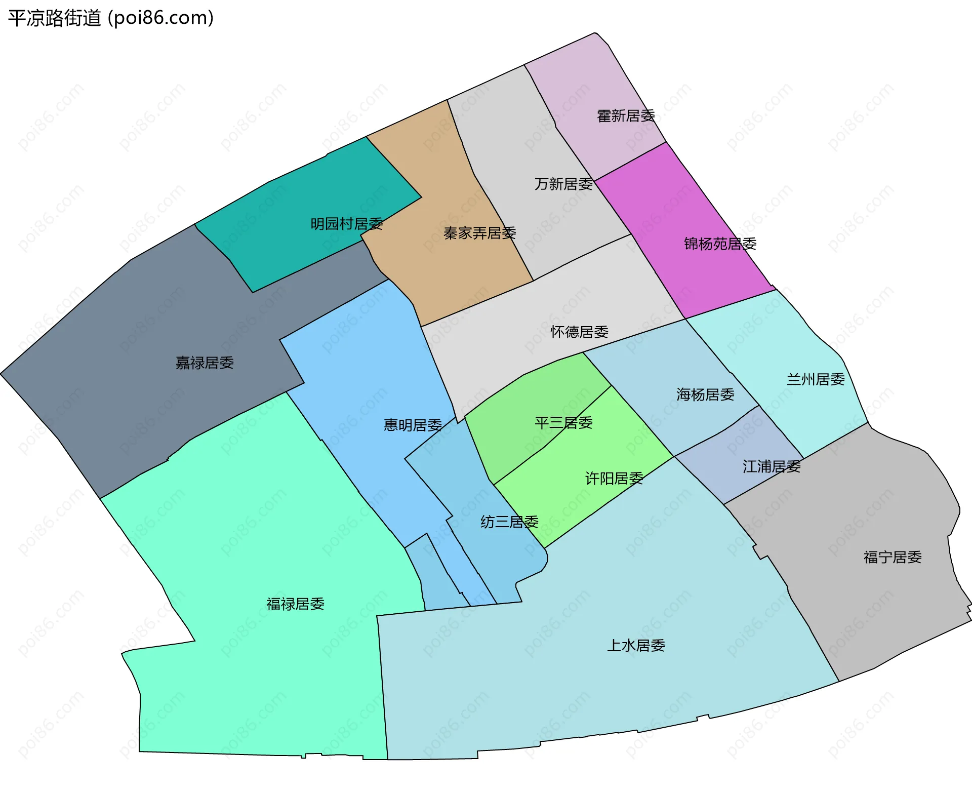 平凉路街道边界地图(五级行政区划)