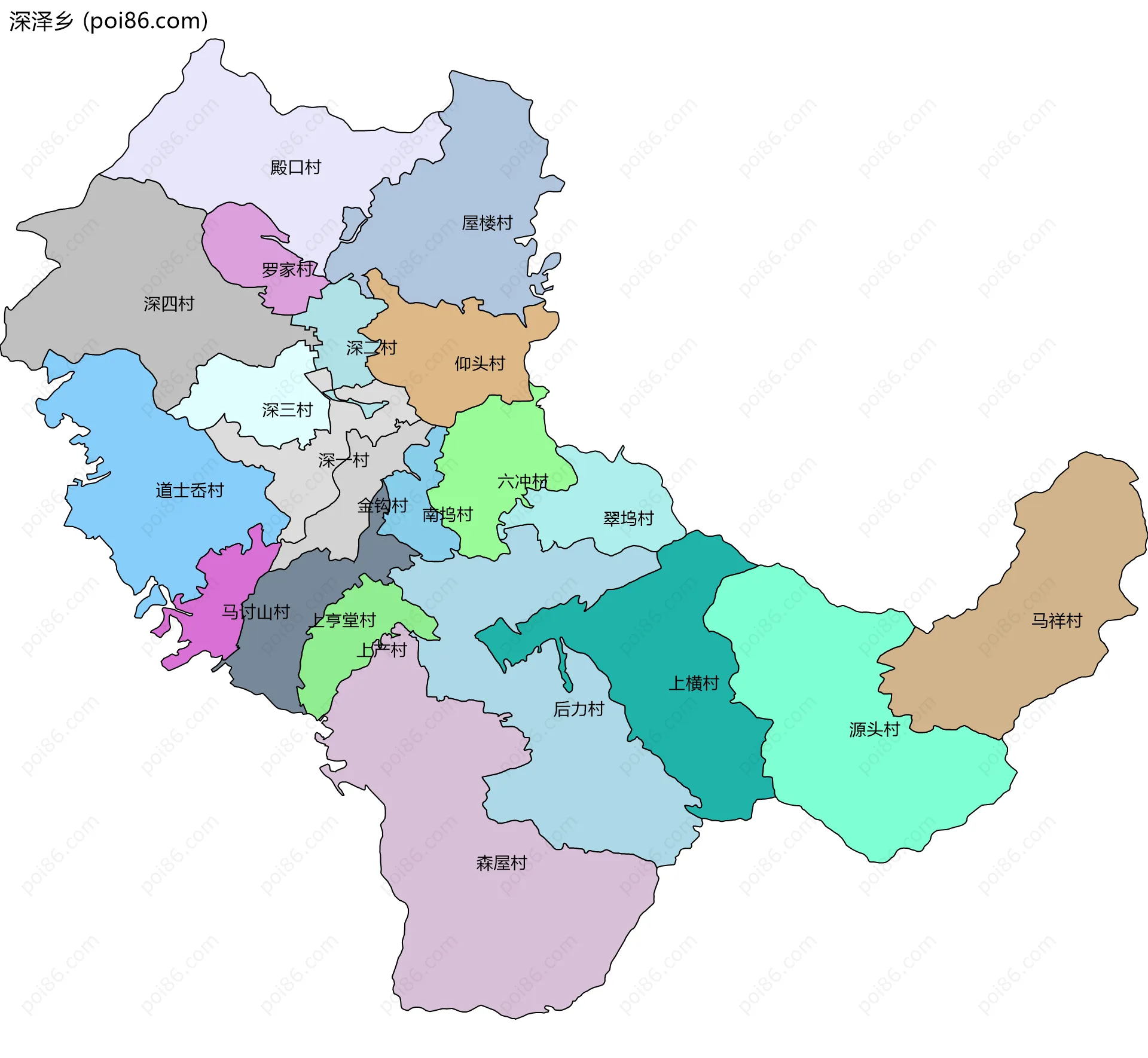 深泽乡边界地图(五级行政区划)