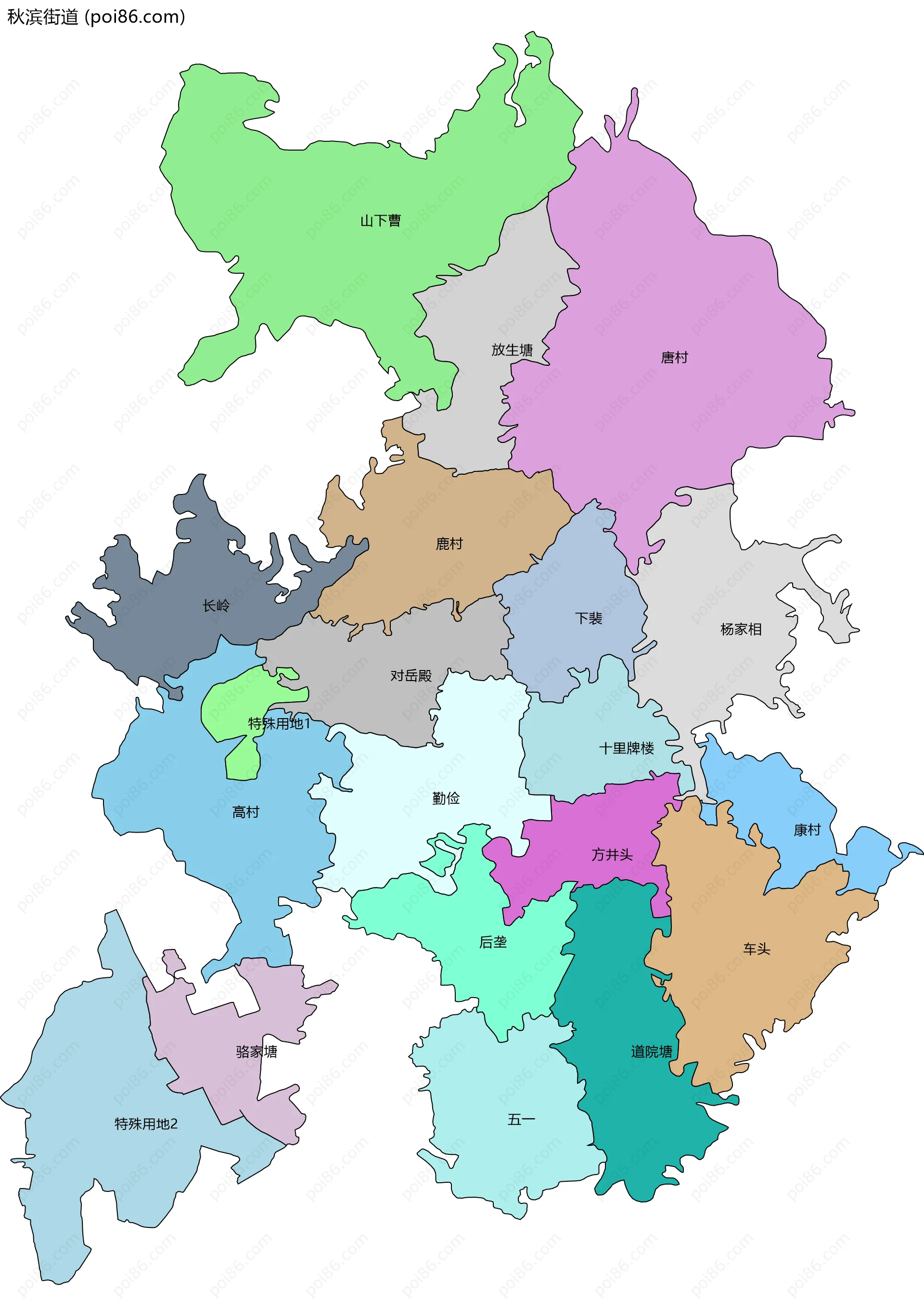 秋滨街道边界地图(五级行政区划)