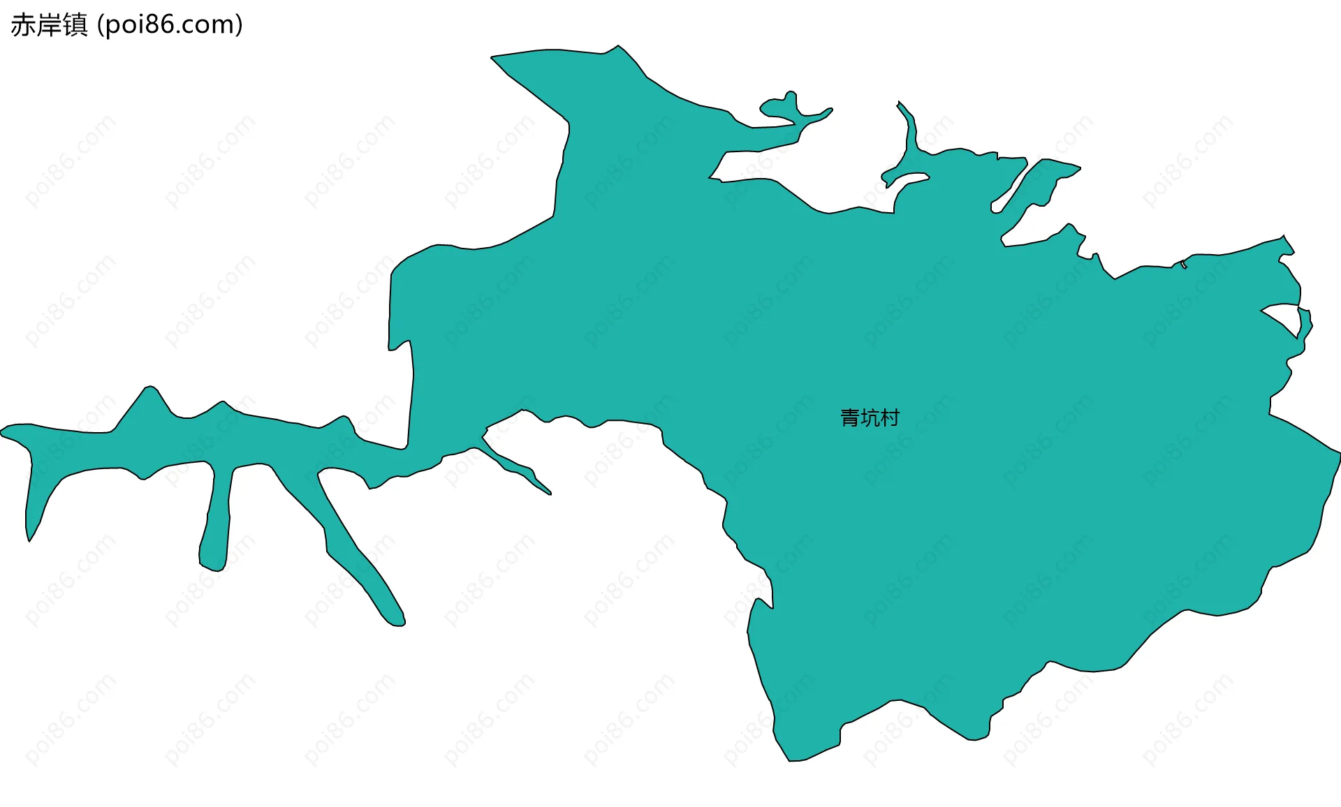 赤岸镇边界地图(五级行政区划)