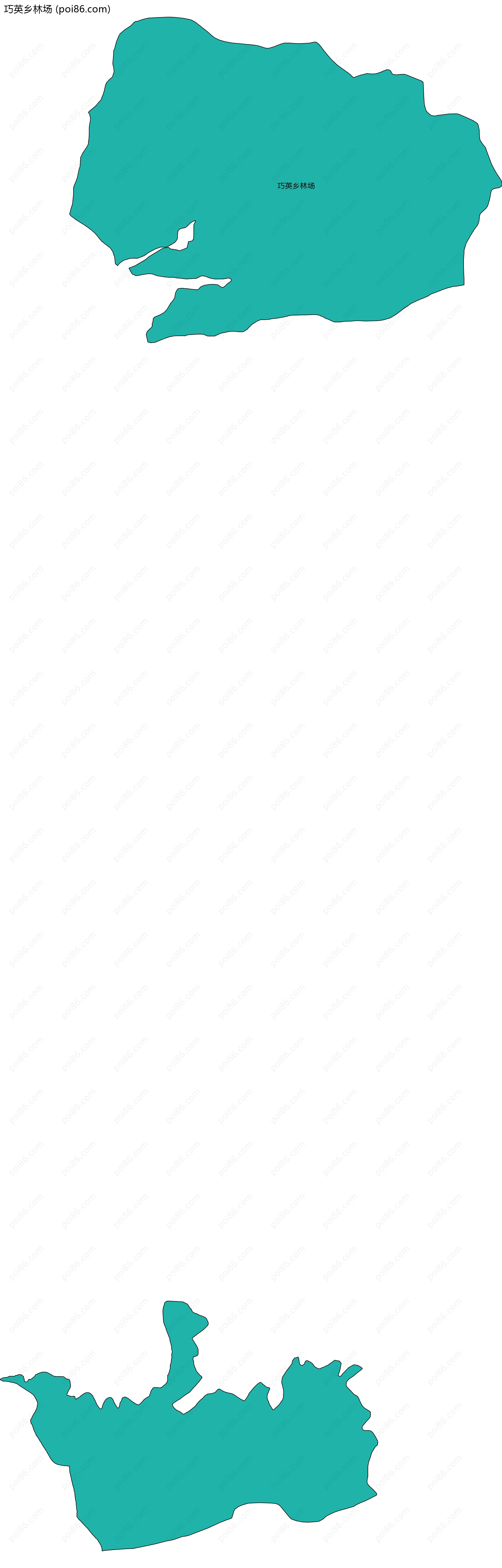 巧英乡林场边界地图(五级行政区划)