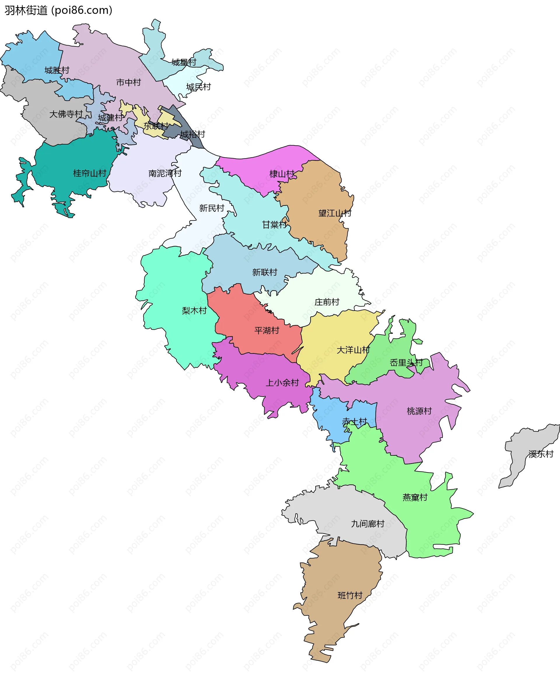 羽林街道边界地图(五级行政区划)