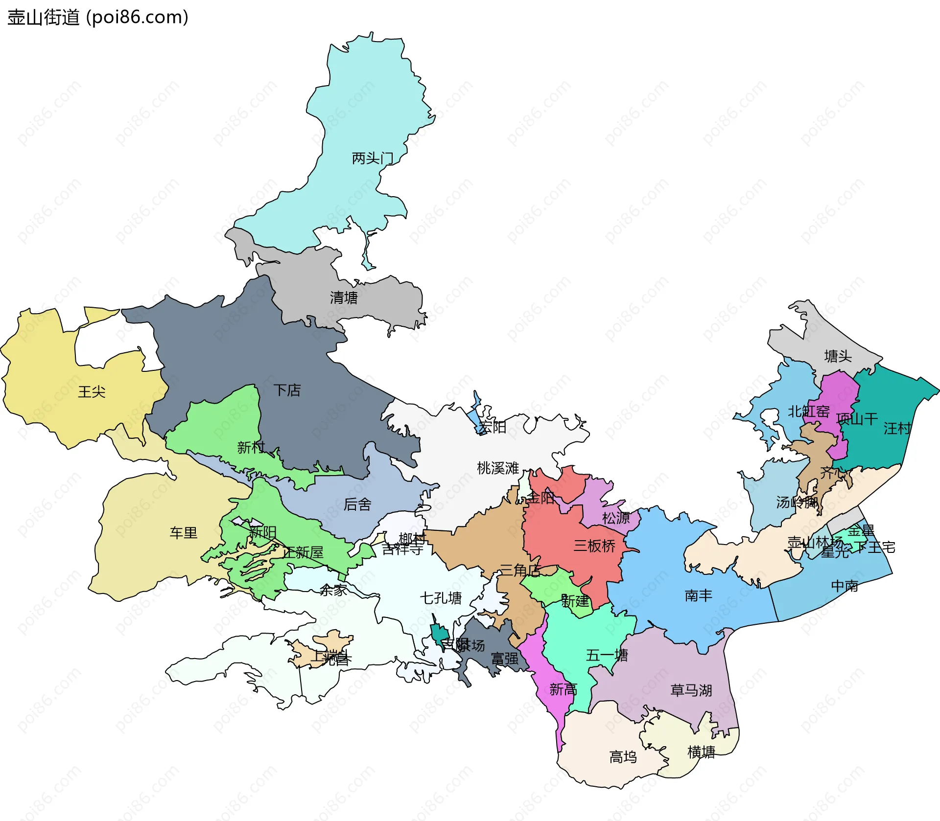 壶山街道边界地图(五级行政区划)