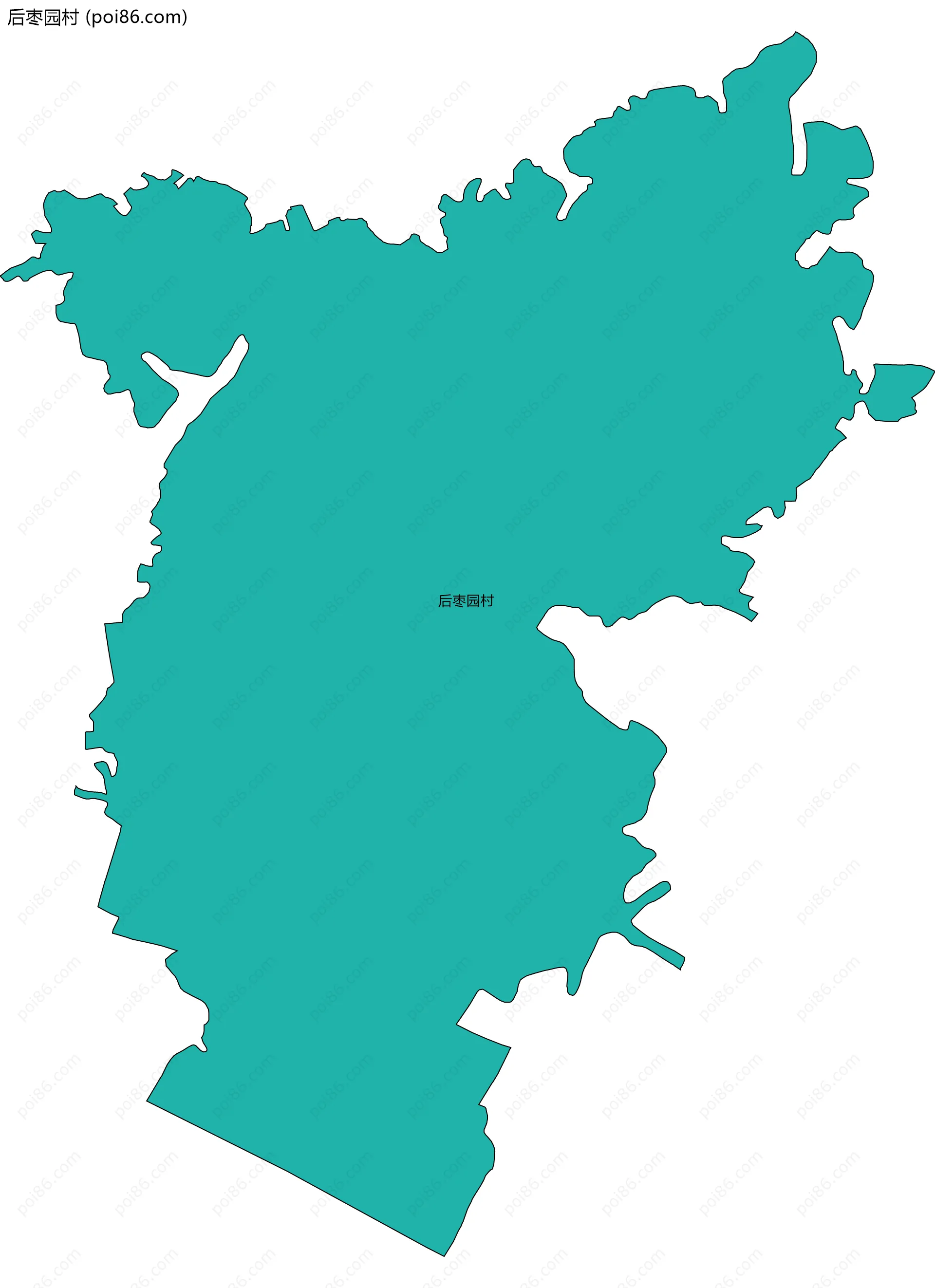 后枣园村边界地图