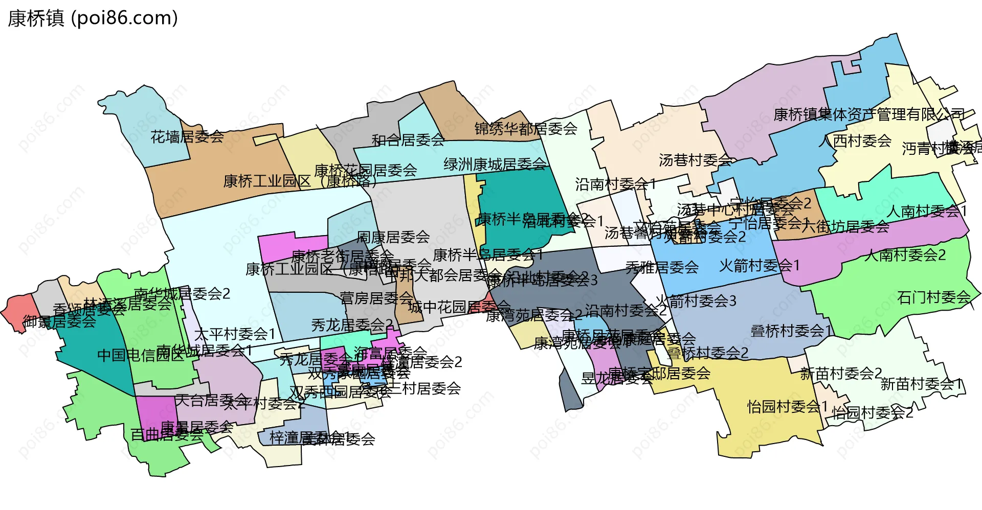 康桥镇边界地图(五级行政区划)
