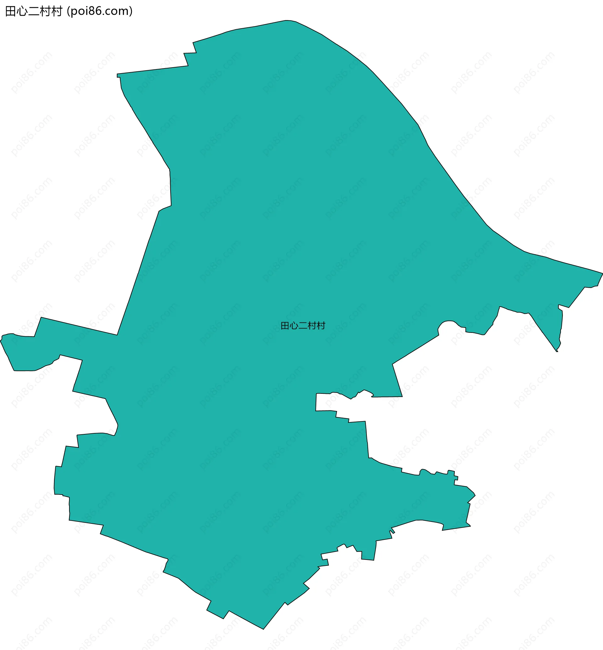 田心二村村边界地图