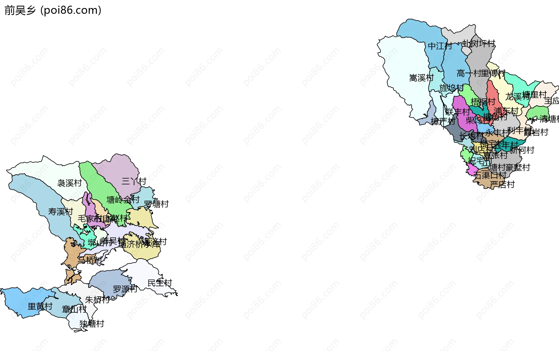 前吴乡边界地图(五级行政区划)