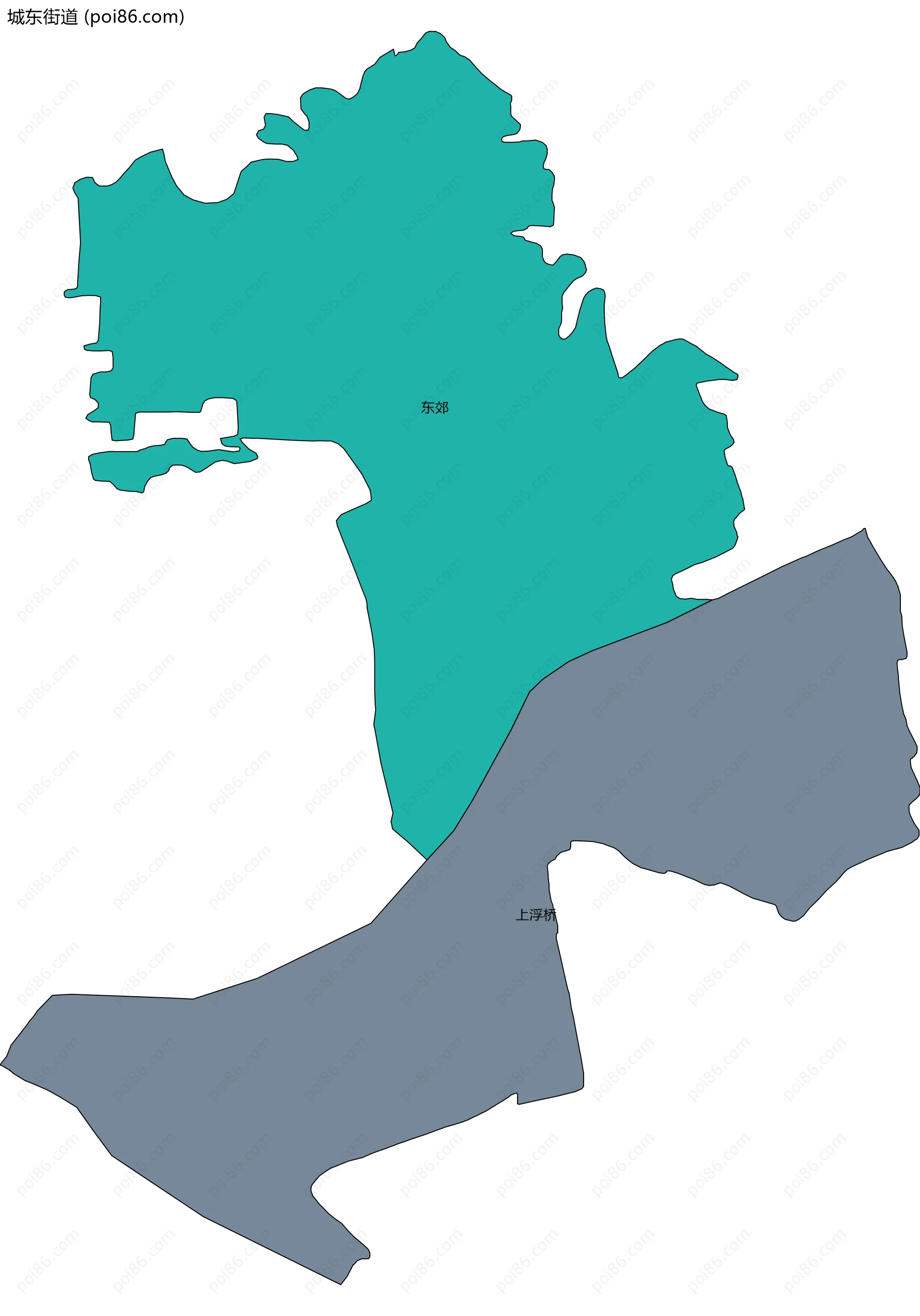 城东街道边界地图(五级行政区划)