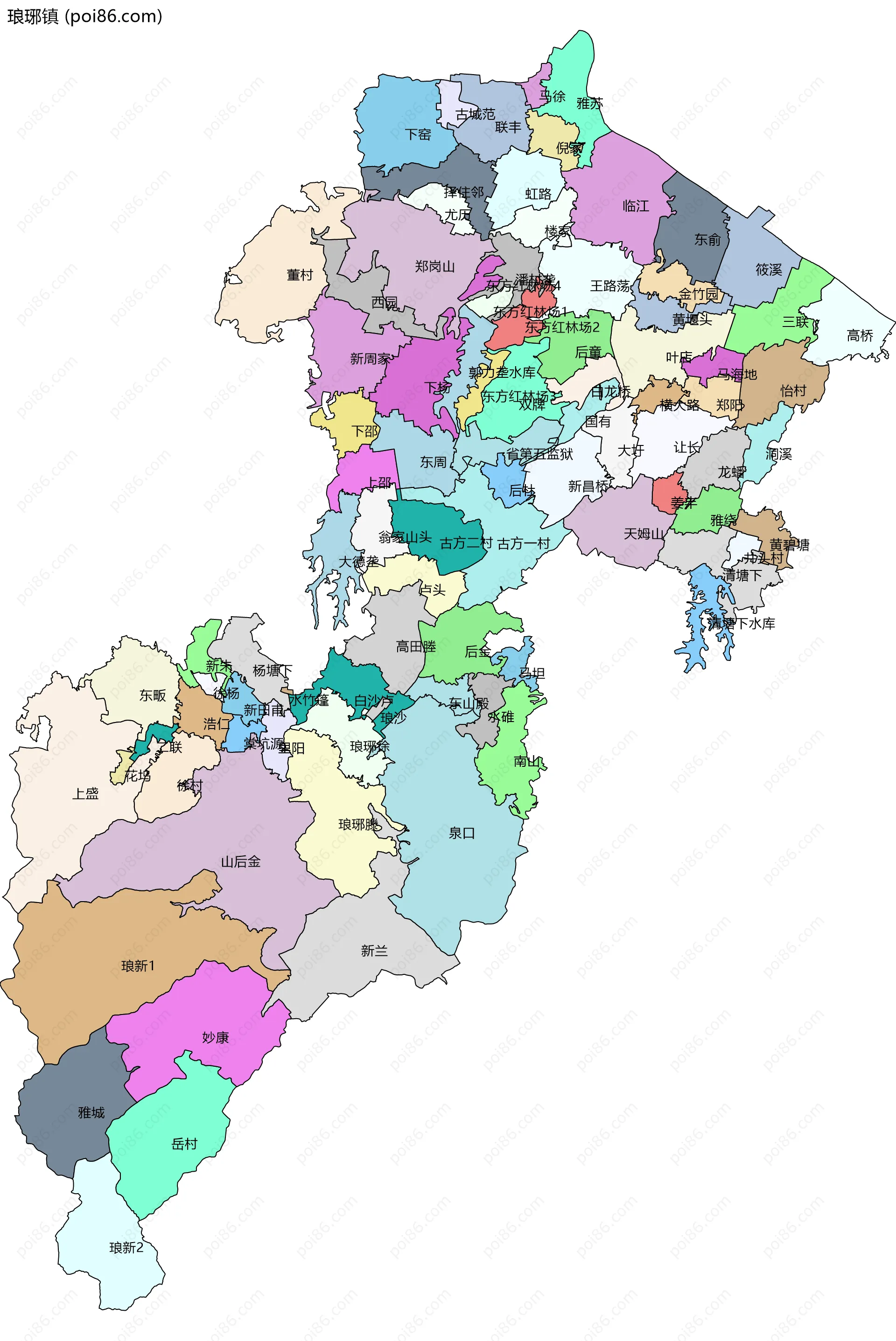 琅琊镇边界地图(五级行政区划)