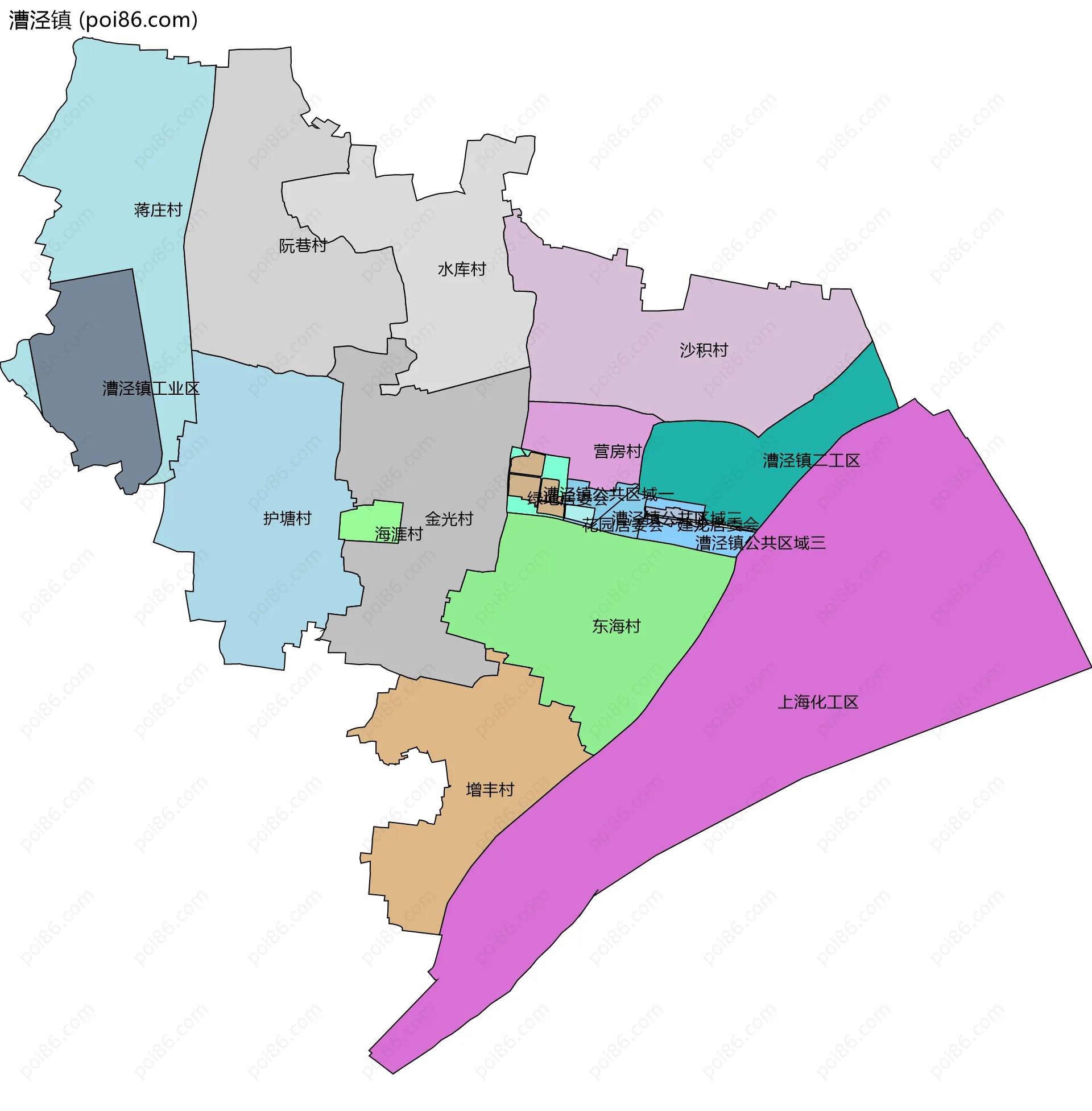 漕泾镇边界地图(五级行政区划)