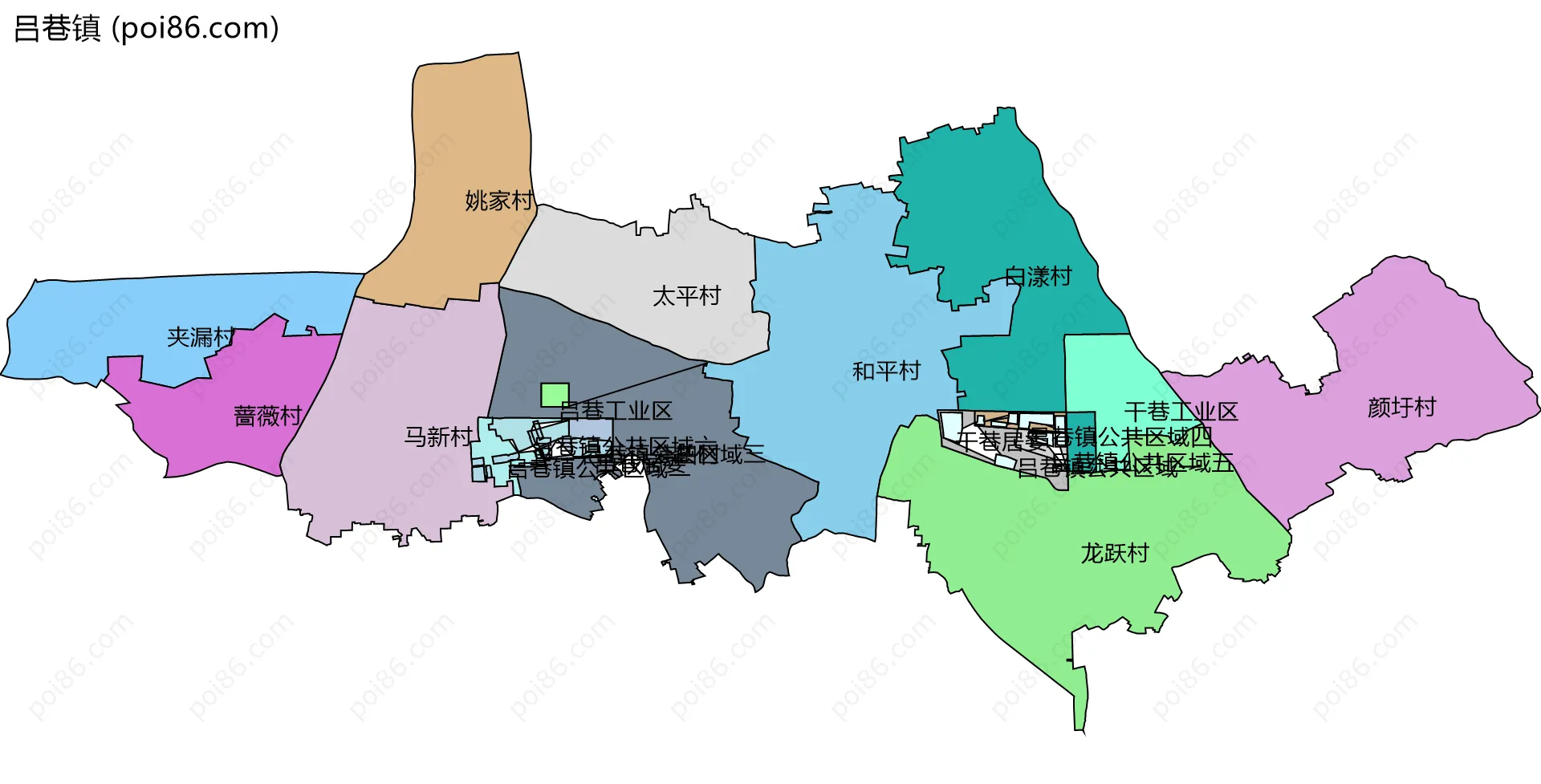 吕巷镇边界地图(五级行政区划)