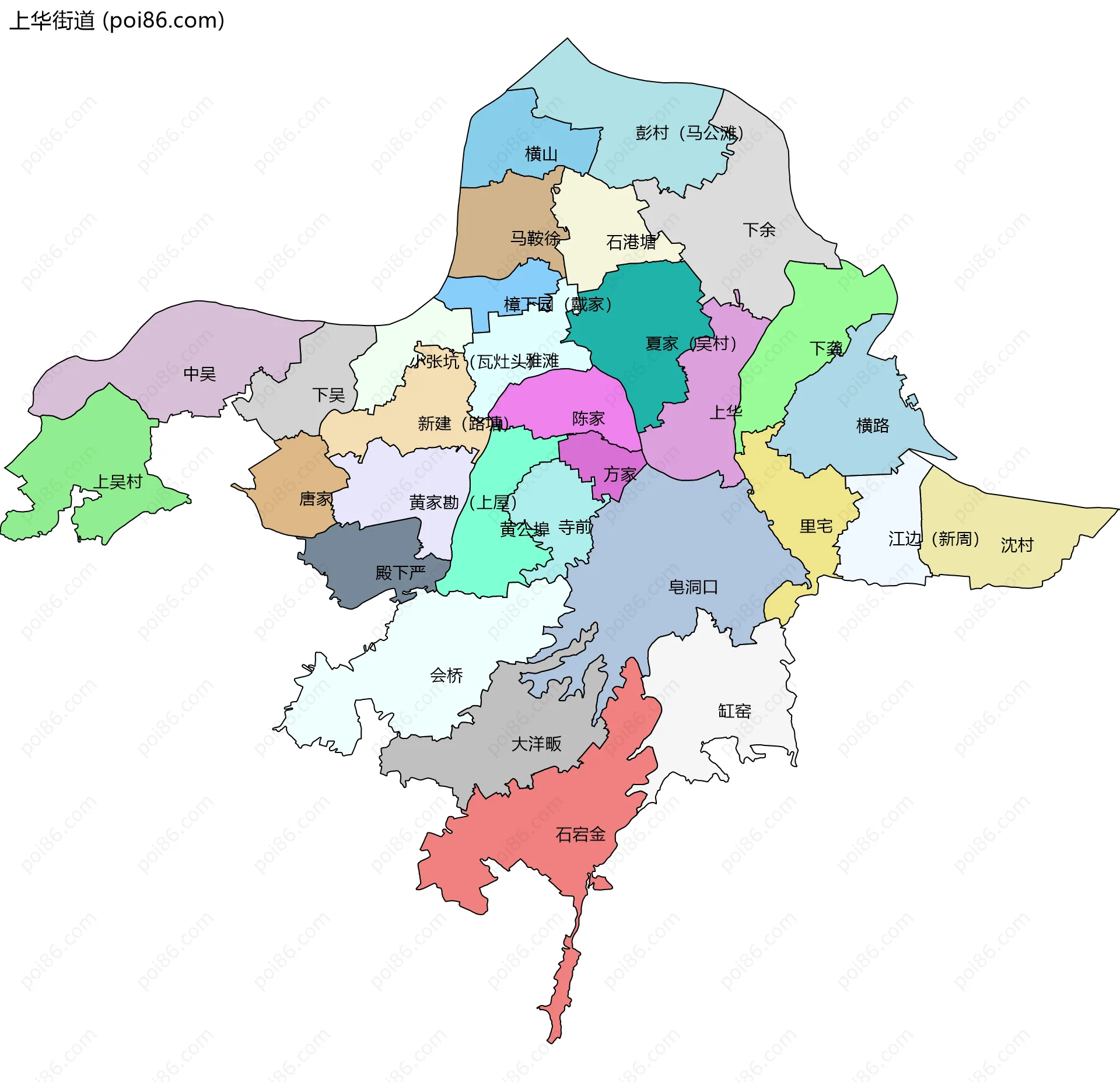 上华街道边界地图(五级行政区划)