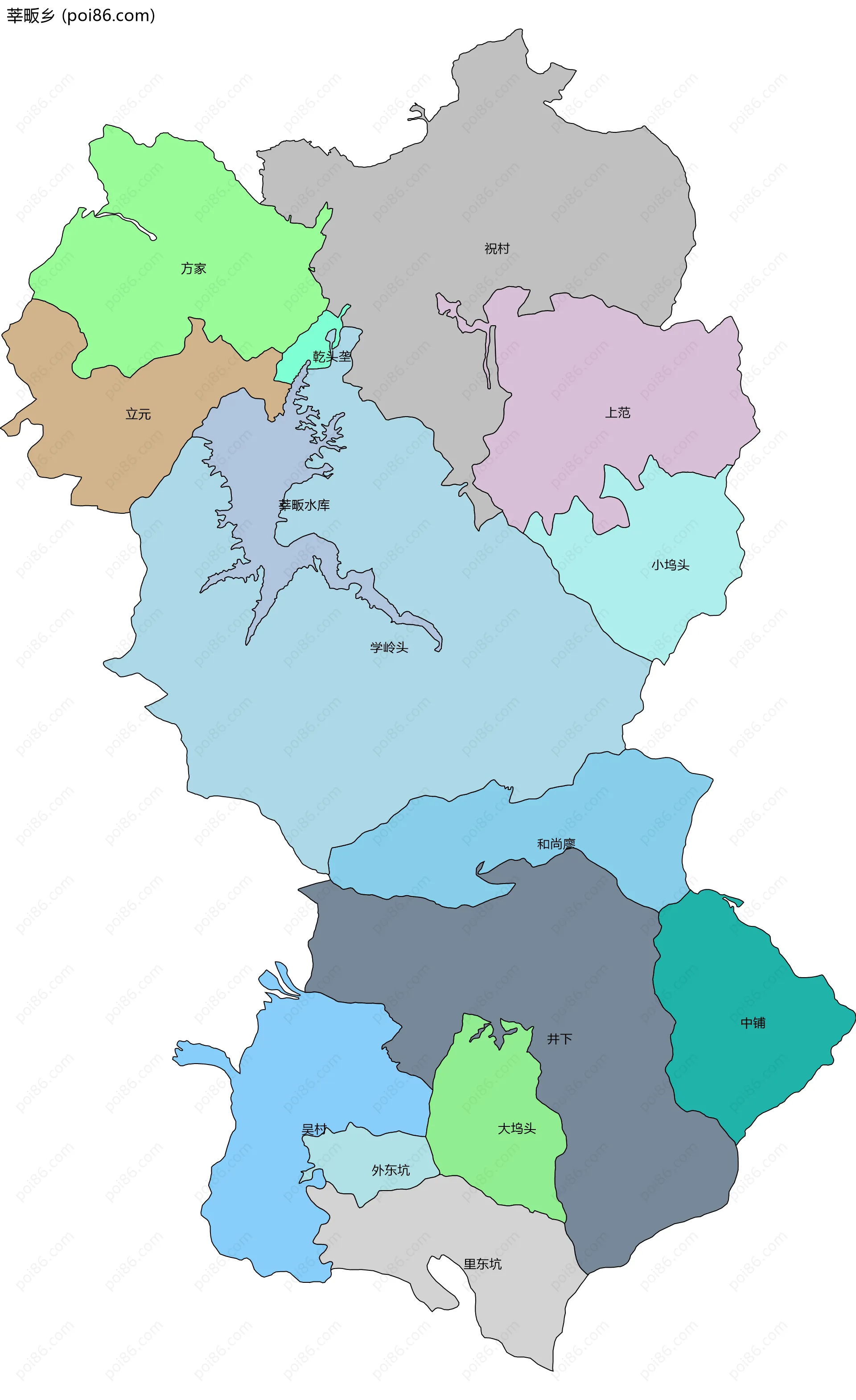 莘畈乡边界地图(五级行政区划)