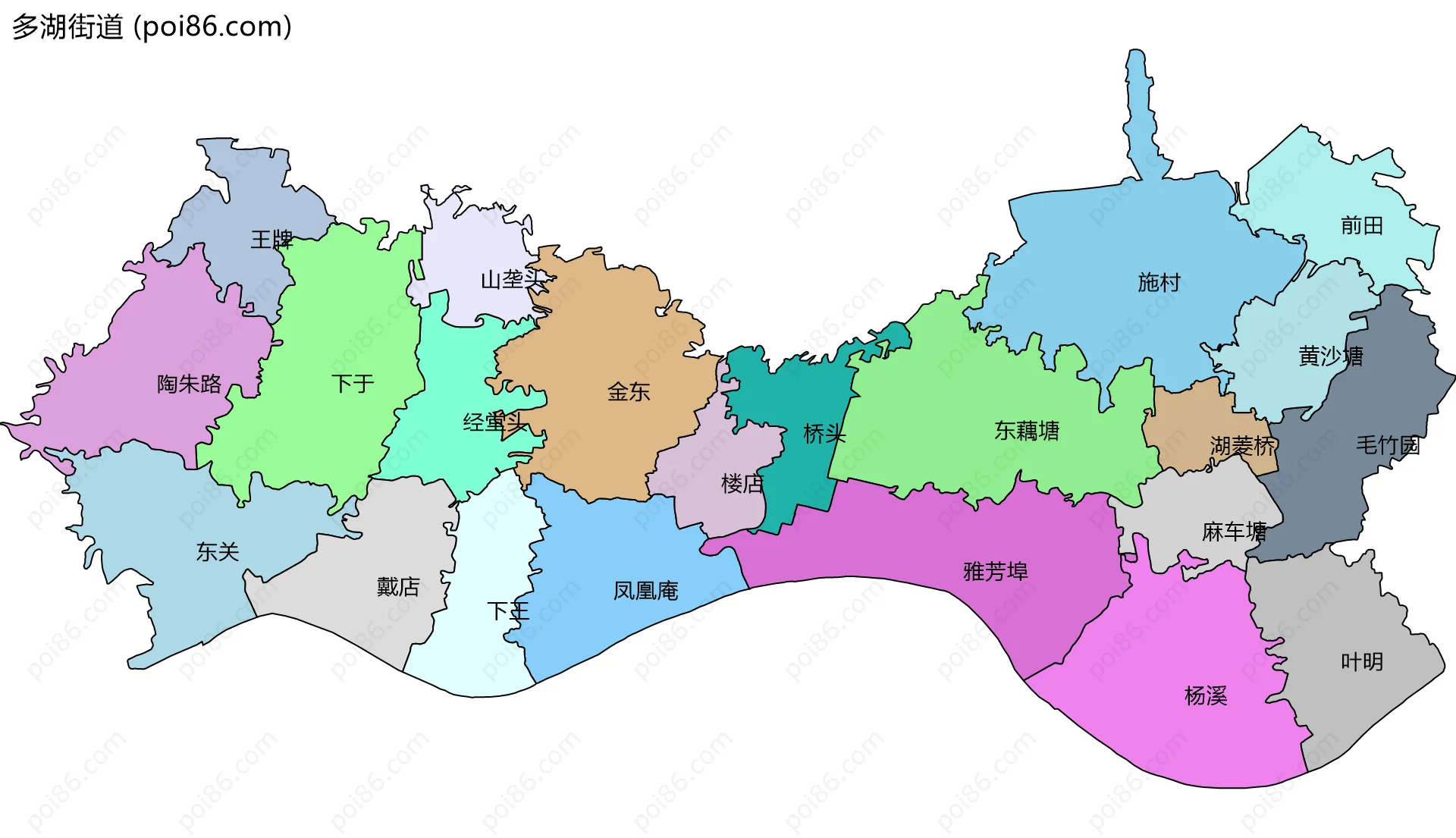 多湖街道边界地图(五级行政区划)