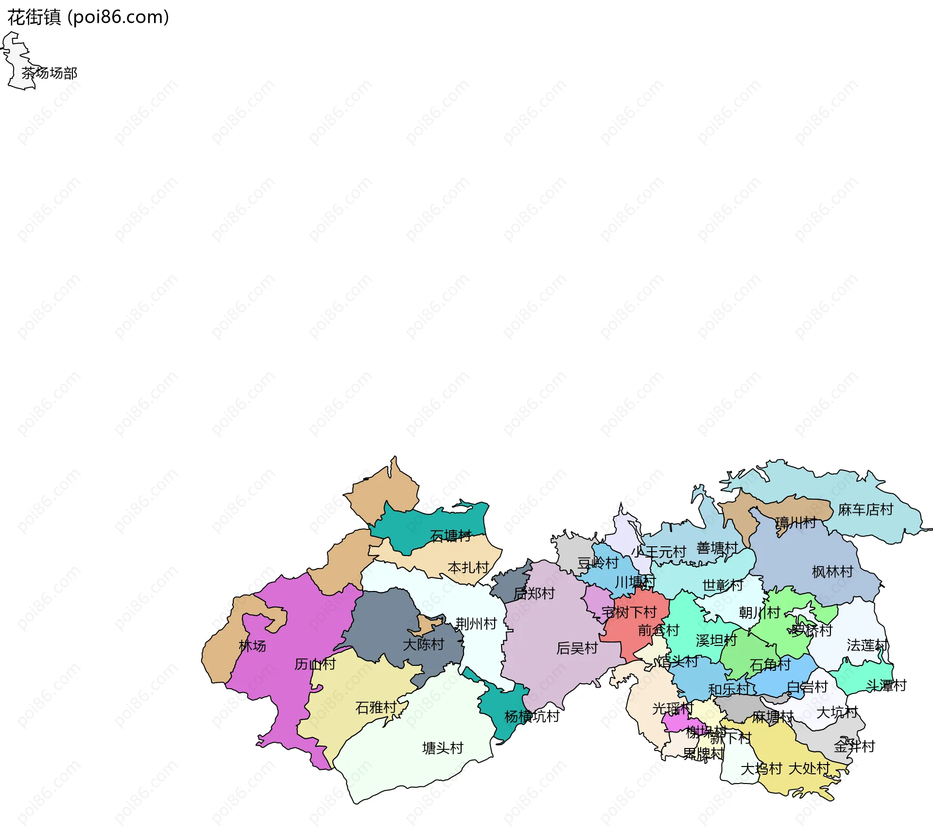 花街镇边界地图(五级行政区划)