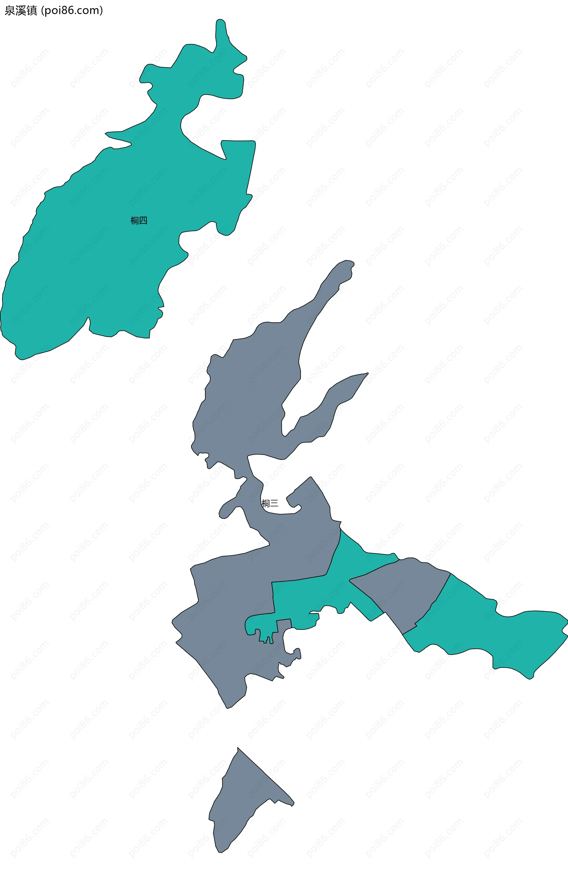 泉溪镇边界地图(五级行政区划)