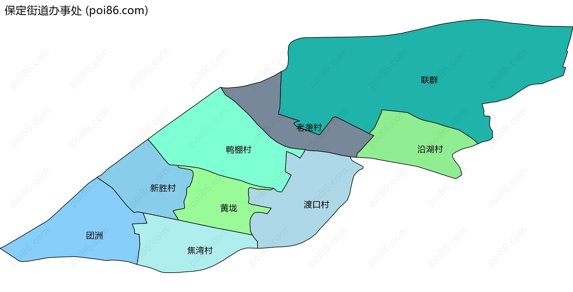 保定街道办事处边界地图(五级行政区划)
