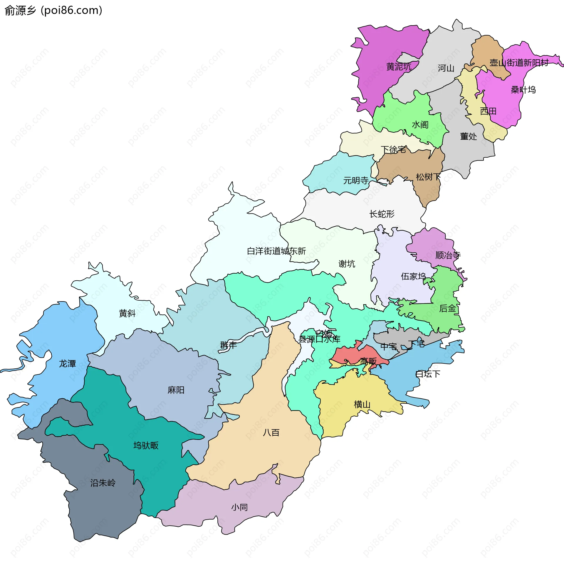 俞源乡边界地图(五级行政区划)