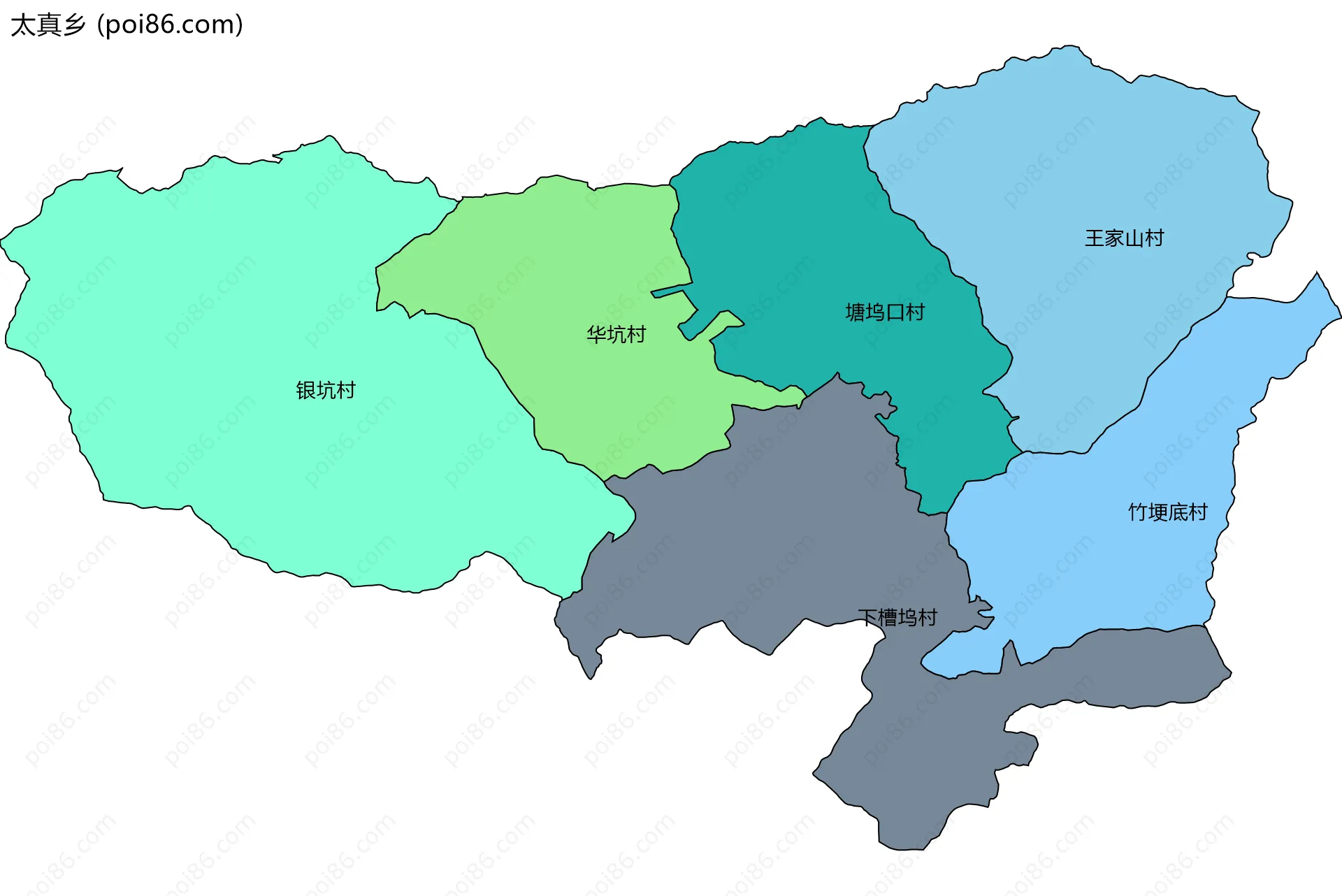 太真乡边界地图(五级行政区划)