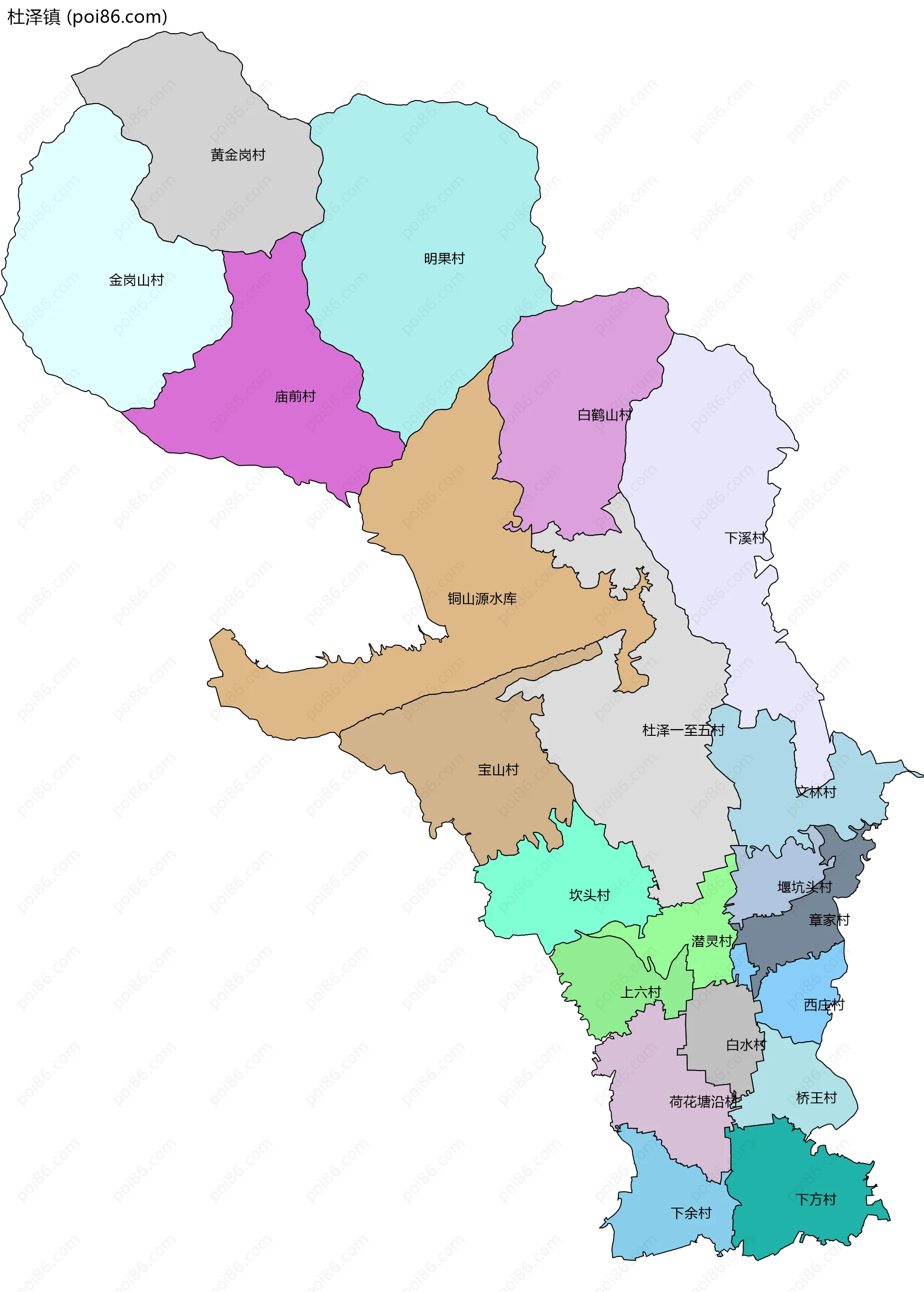 杜泽镇边界地图(五级行政区划)